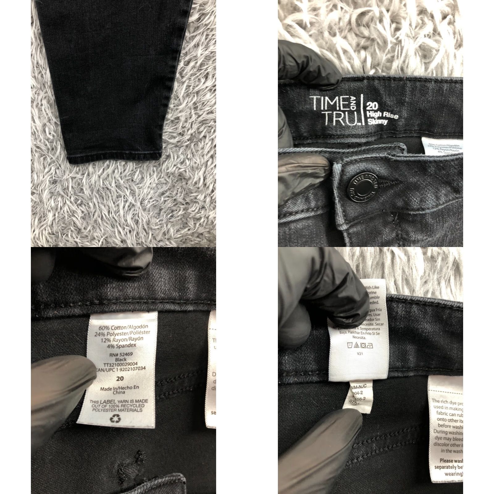 Vintage **Time & TRU High Rise Skinny Plus Size Women's Dark Wash Black Jeans** User: Time & TRU High Rise Skinny Plus Size Women's Dark Wash Black Jeans Size 42" / US 20 - 8 Thumbnail