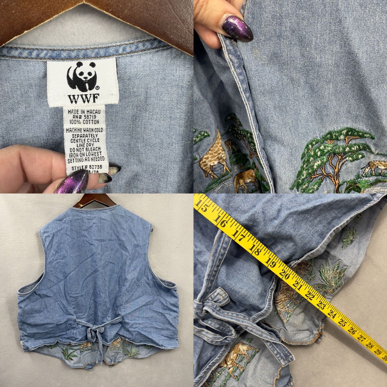 Vintage VINTAGE WWF Vest Women Plus 26/28 Embroidered Safari Chambray 90s Core READ Shirt Ladies 90s WWF Vest Size 4XL / US 24-26 - 8 Thumbnail