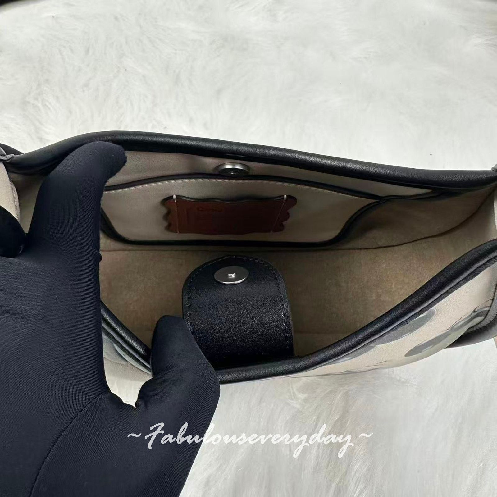 Coach Coach Ergo Cherry Bag in Coachtopia Leather Black/Cloud Size ONE SIZE - 7 Thumbnail