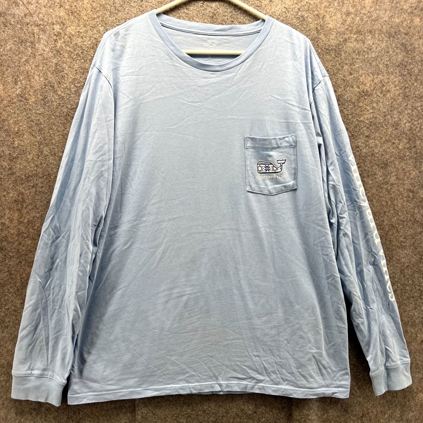 Vineyard Vines Vineyard Vines Shirt Men Large Blue Pocket Tee Long Sleeve Happy Hanukkah Whale Shirt Size US L / EU 52-54 / 3 - 2 Thumbnail