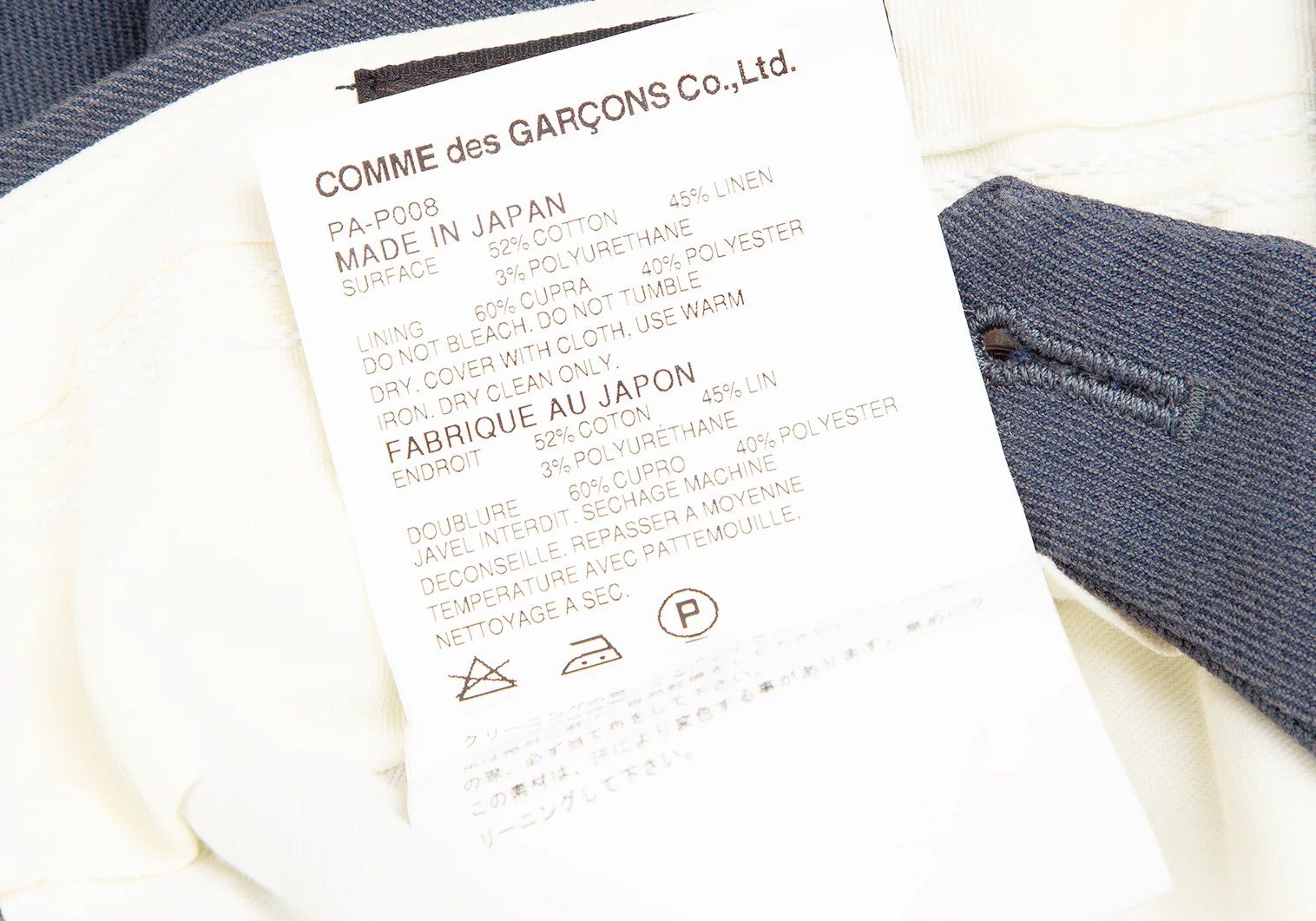 Comme des Garcons Homme Plus Cotton Linen Tapered Pants in Blue Gray Size US 30 / EU 46 - 18 Thumbnail
