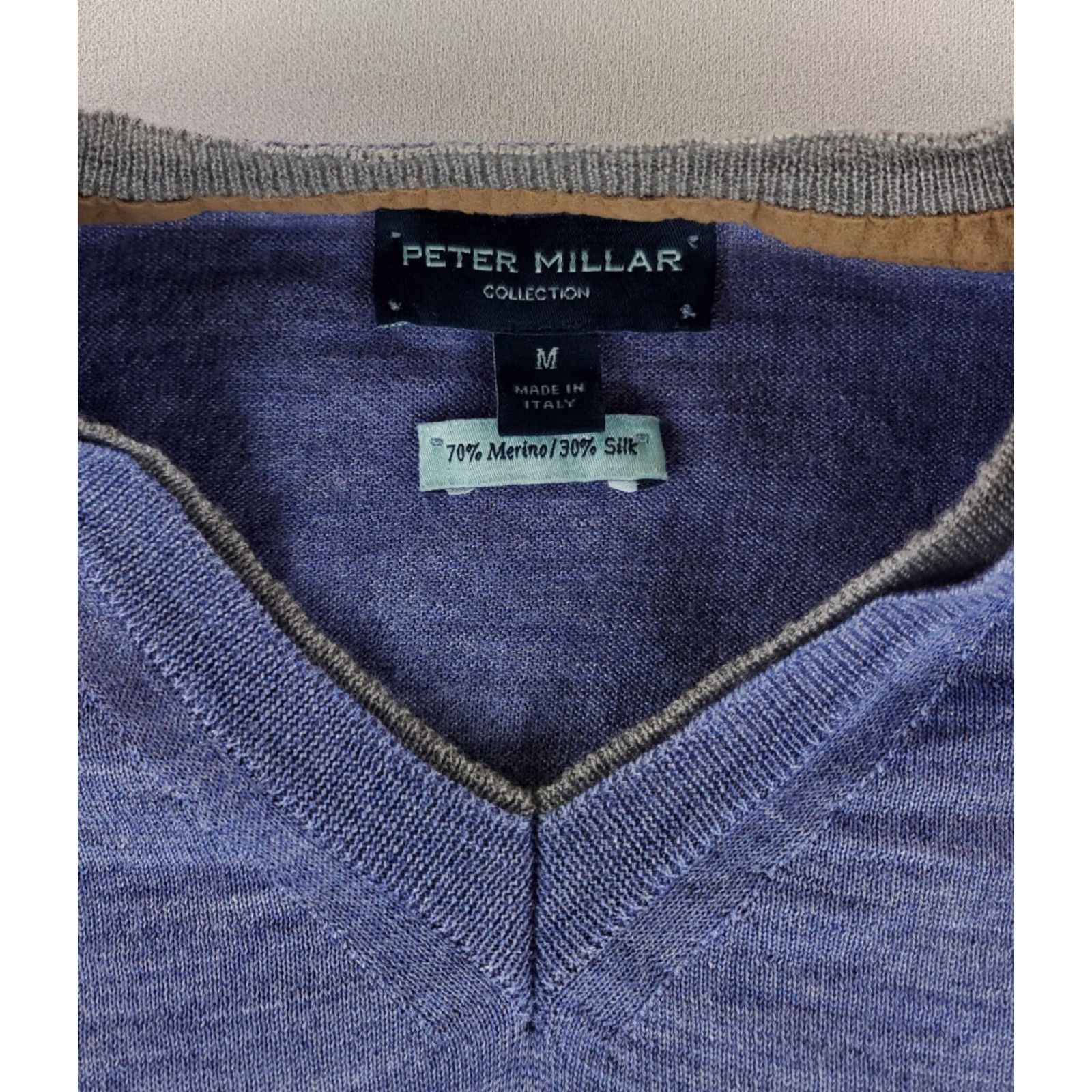 Peter Millar Peter Millar V Neck Sweater Wool Silk Blend Blue Mens M Pullover Size US M / EU 48-50 / 2 - 6 Thumbnail