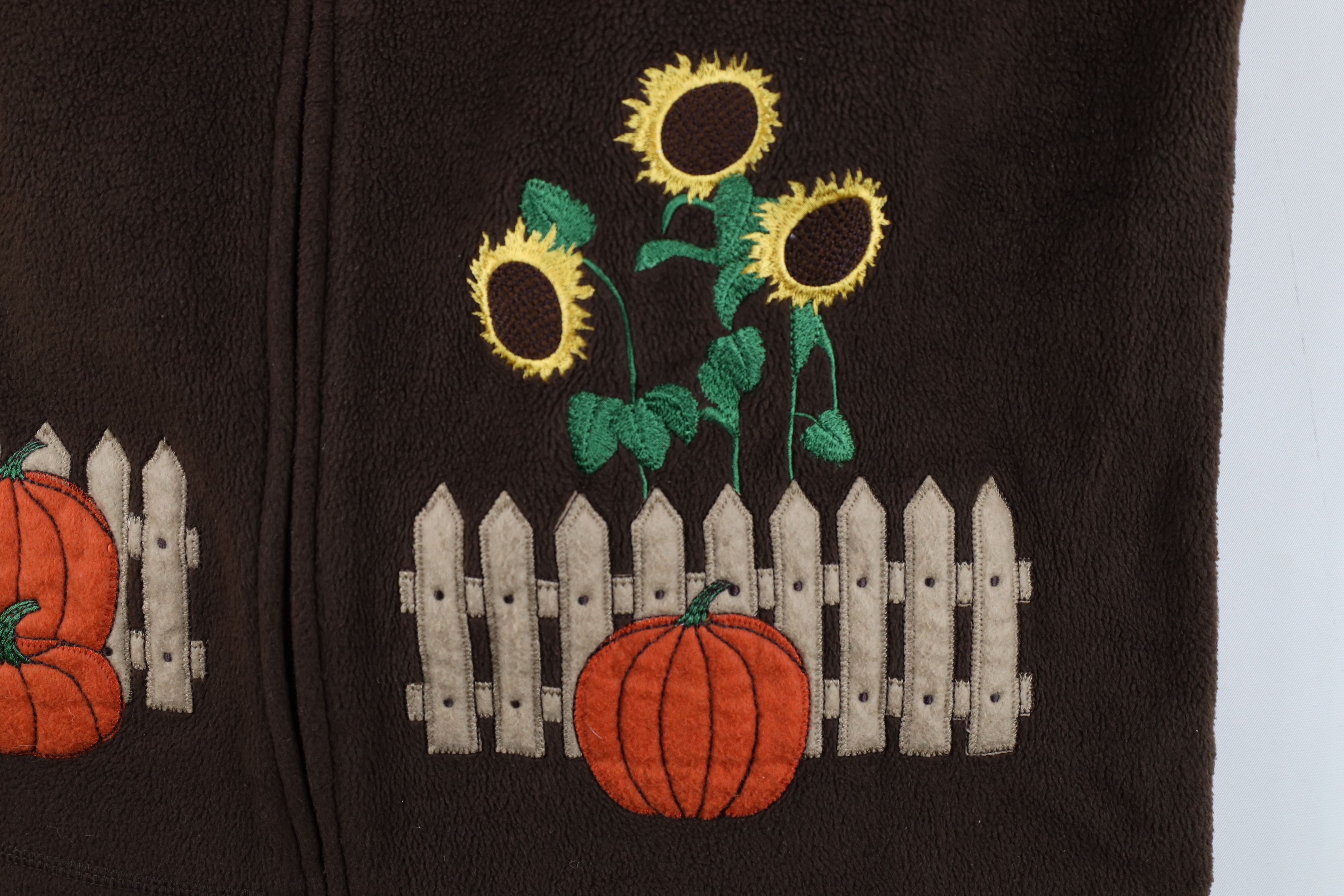 Vintage Vintage 90s Streetwear Pumpkin Sunflower Fleece Vest Jacket Size XL / US 12-14 / IT 48-50 - 4 Thumbnail