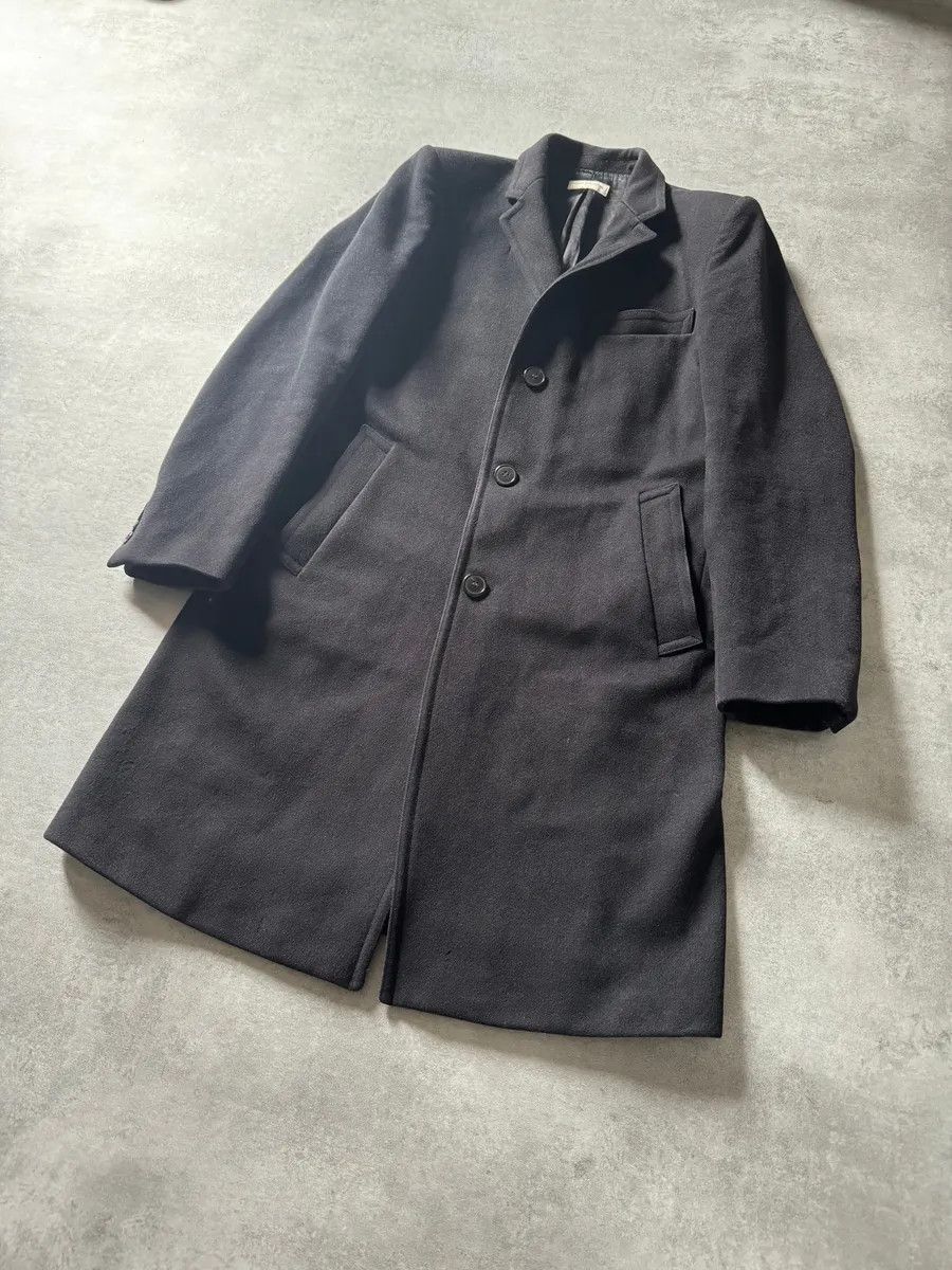Dries Van Noten 2000s Dries Van Noten Minimalist Navy Wool Long Jacket Size US M / EU 48-50 / 2 - 7 Thumbnail