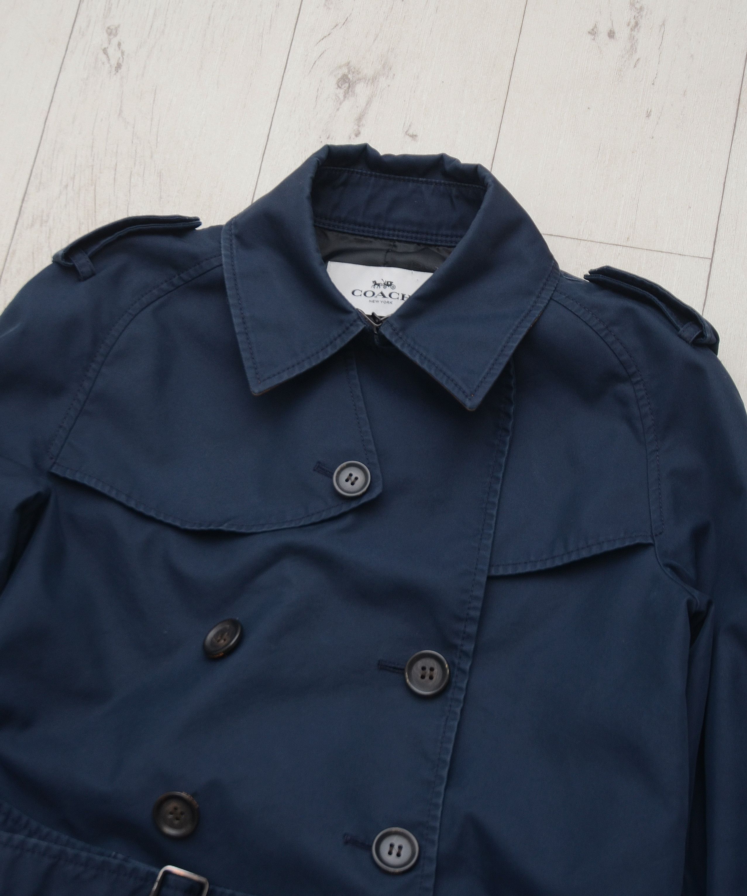Coach Coach Blue Navy Trench Women’s Coat Jacket The Trench RARE Size S / US 4 / IT 40 - 4 Thumbnail