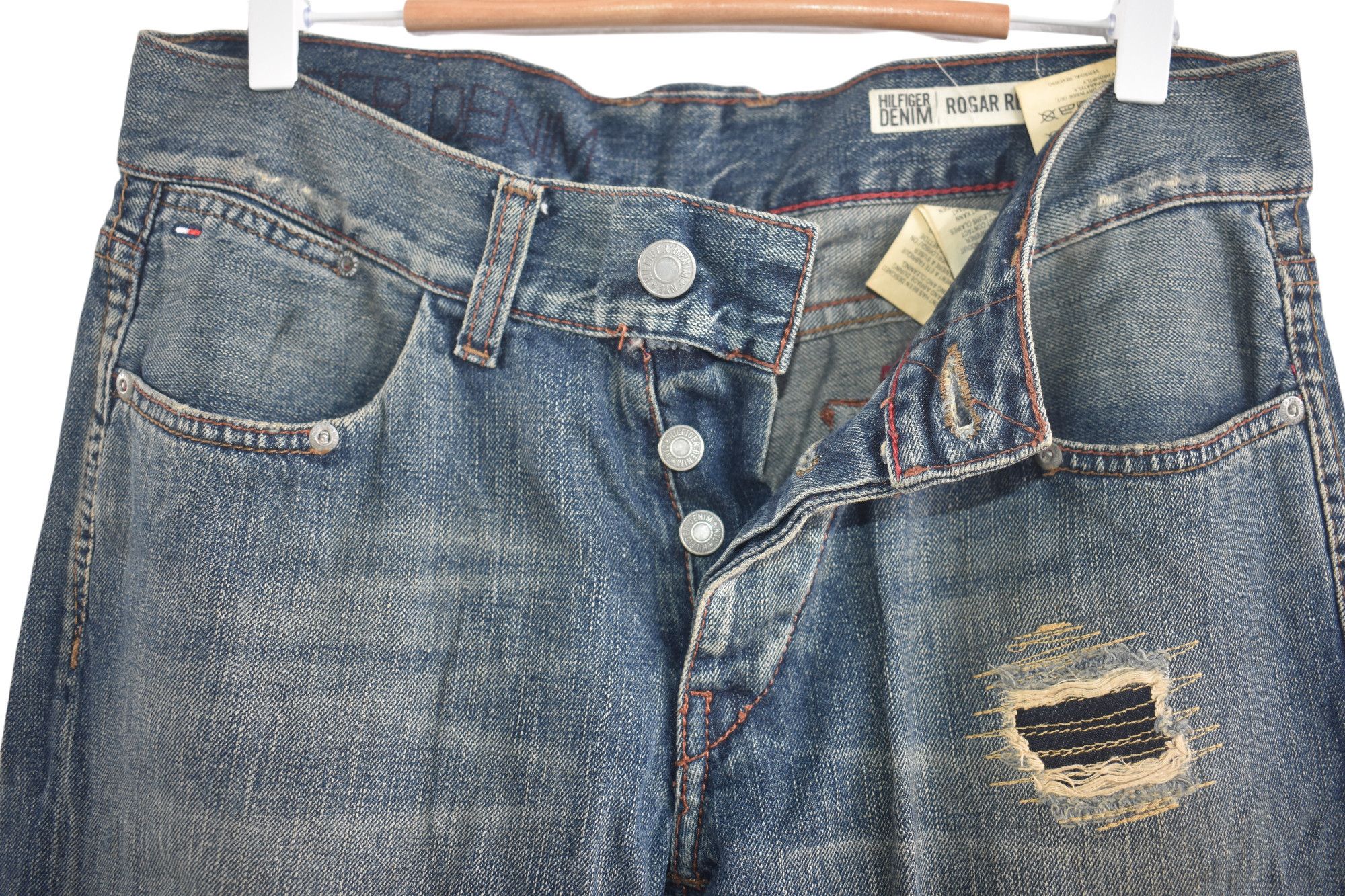 Jean × Tommy Hilfiger × Vintage RARE 🔥 Tommy Hilfiger Distress Denim W32 Size US 32 / EU 48 - 3 Thumbnail