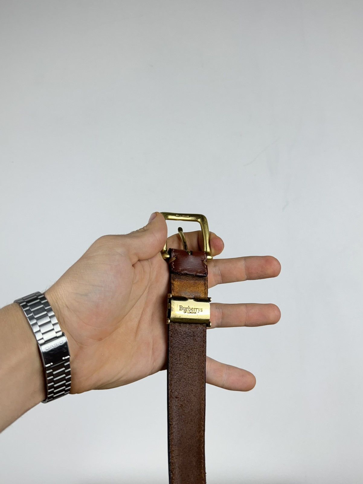 Burberry × Leather Leather belt Burberry y2k original luxury casual item Size ONE SIZE - 2 Thumbnail