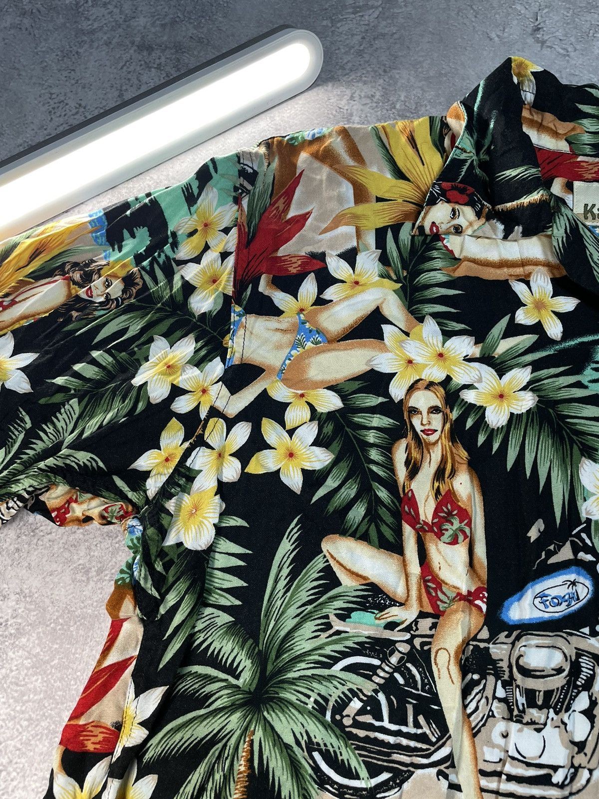 Mambo Rare VTG Mambo Style Hula Girl Rayon Aloha Hawaiian Shrt Size US M / EU 48-50 / 2 - 5 Thumbnail