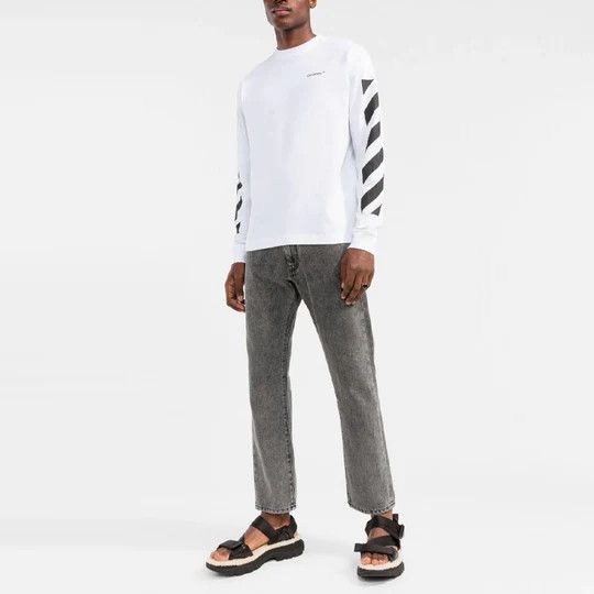 Off-White o1rshd DUP Diag Helvetica Skate L/S Tee in White Size US XXL / EU 58 / 5 - 2 Thumbnail