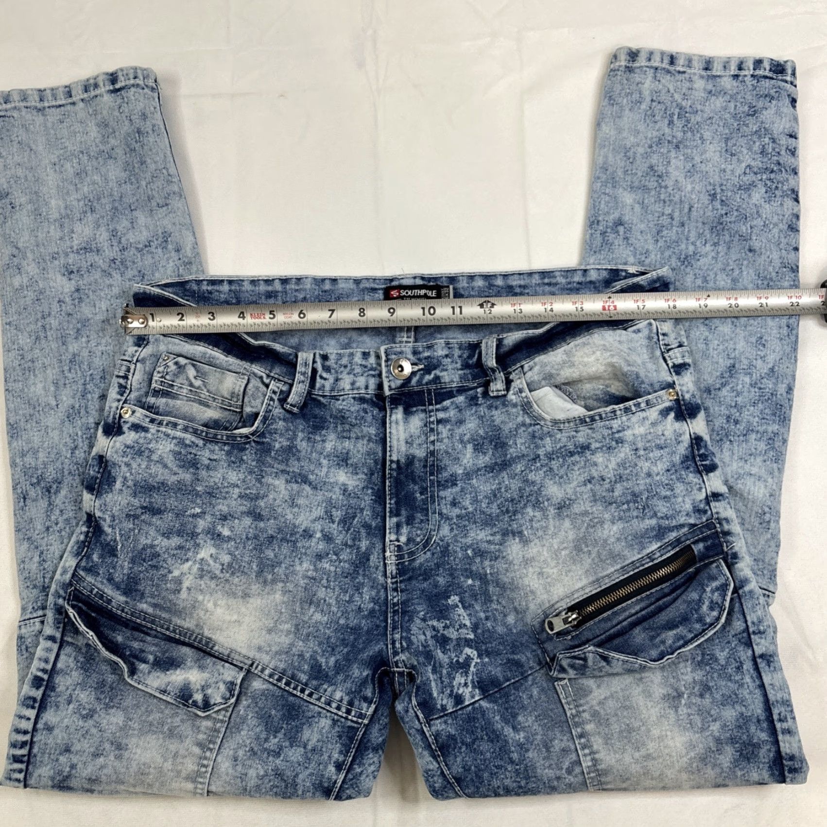 Southpole South Pole Jeans Mens 36x32 Light Wash Zipper Pockets Skinny Size US 36 / EU 52 - 4 Thumbnail