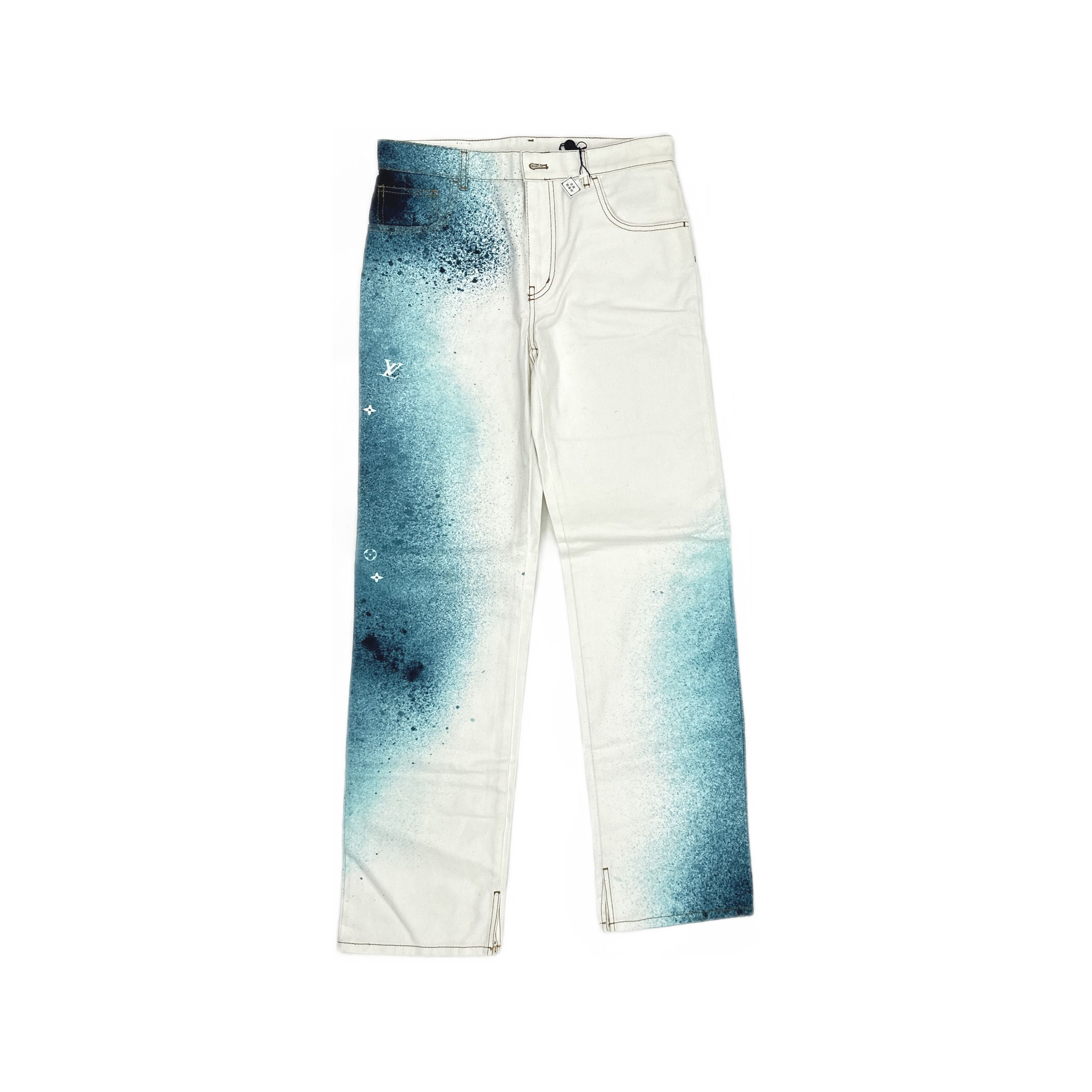 Louis Vuitton Louis Vuitton Spray Logo Denim Pants 29 Size US 29 - 1 Thumbnail