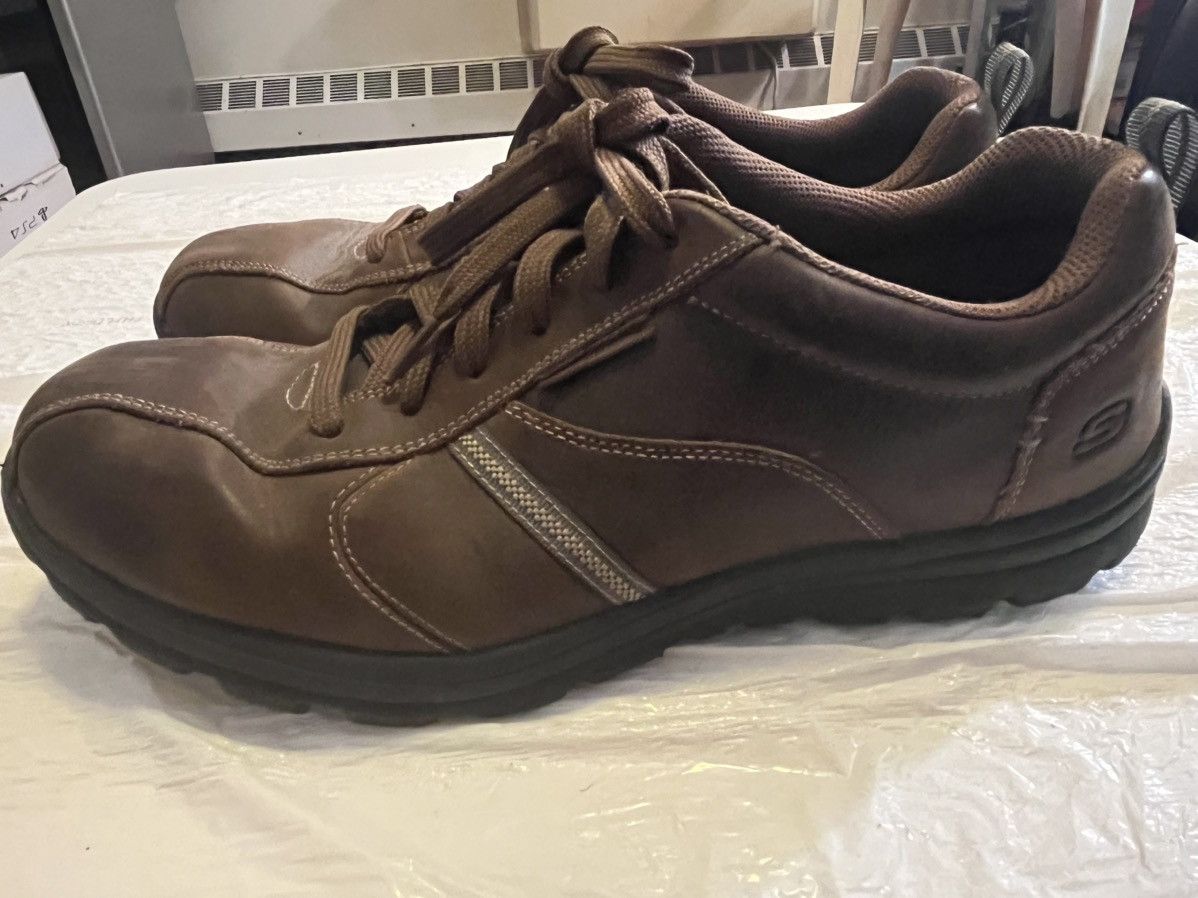 SKECHERS Skechers Relaxed Fit 64224 Brown Leather Oxford Mens Size 12 Size US 12 / EU 45 - 2 Thumbnail