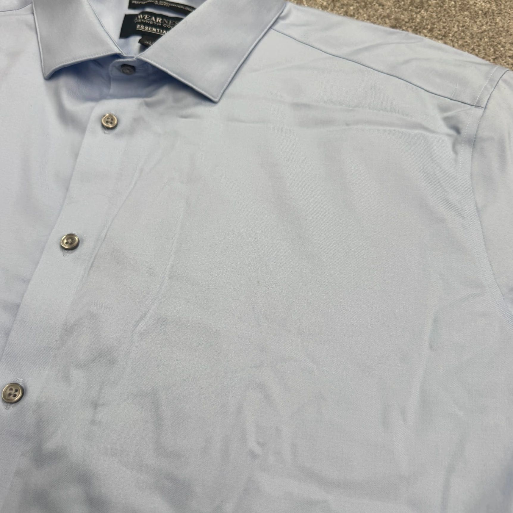 Kenneth Cole KENNETH COLE Performance Stretch Non-Iron Dress Shirt 3XL Blue Business Casual Mens Size 48R - 6 Thumbnail