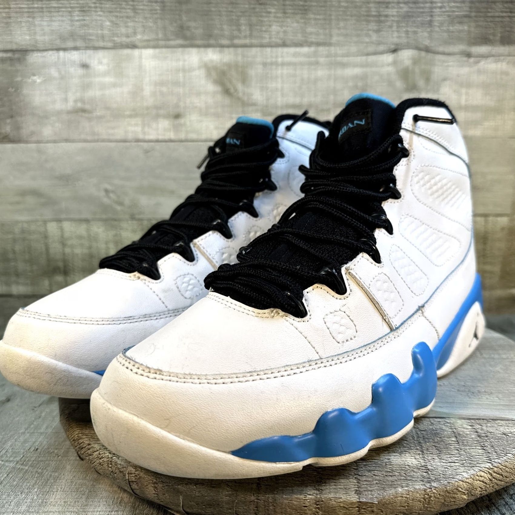 Jordan Brand Jordan 9 Retro Powder Blue Sneakers Men 9.5 2024 Summit White Black Dark Powder Blue Leather Athletic Size US 10 / EU 43 - 4 Thumbnail