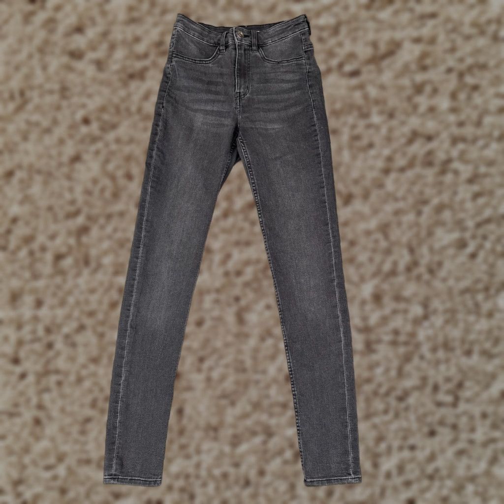 H&M H&M Divided Jeans Womens Skinny Black Mid Rise 24x29 Cotton Blend Denim 5-Pocket Stretch Distressed 2 Regular Jeans Mens Womens Boys Girls Size 26" / US 2 / IT 38 - 1 Thumbnail