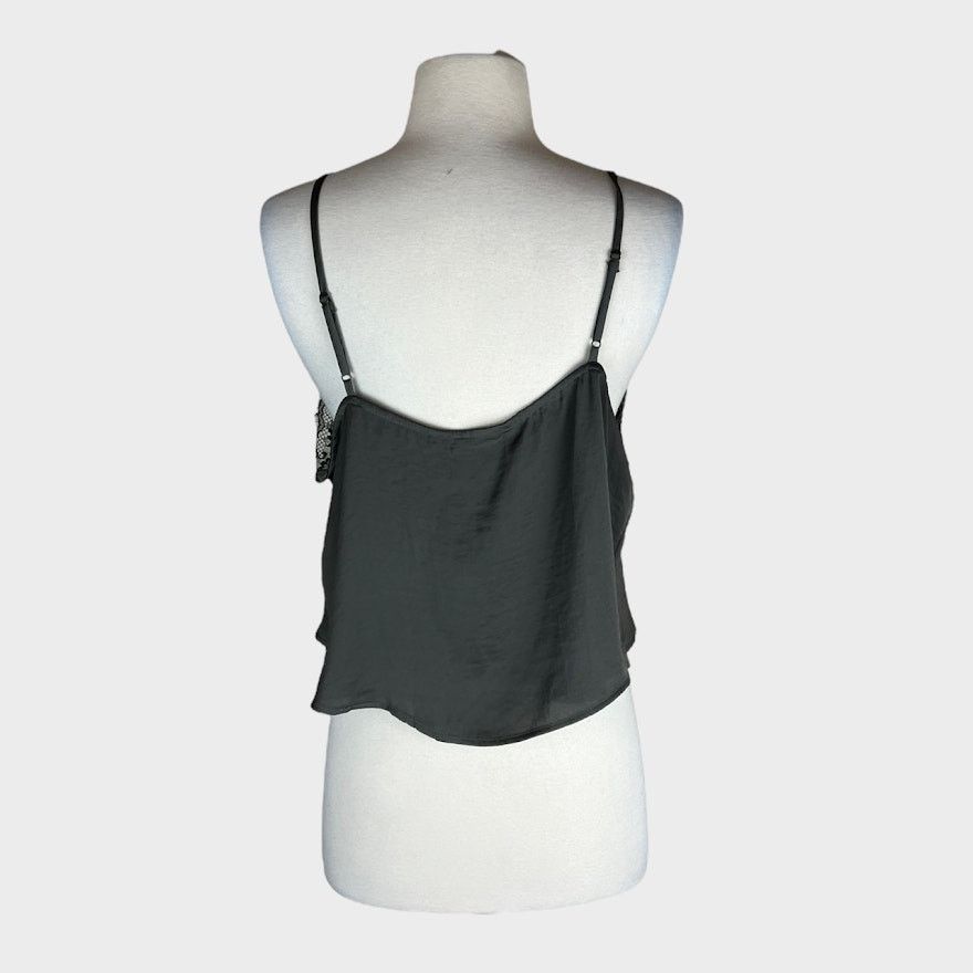 Target Basics Wild Fable Lace Trim Satin Cami Dark Olive Green Size L / US 10 / IT 46 - 4 Thumbnail