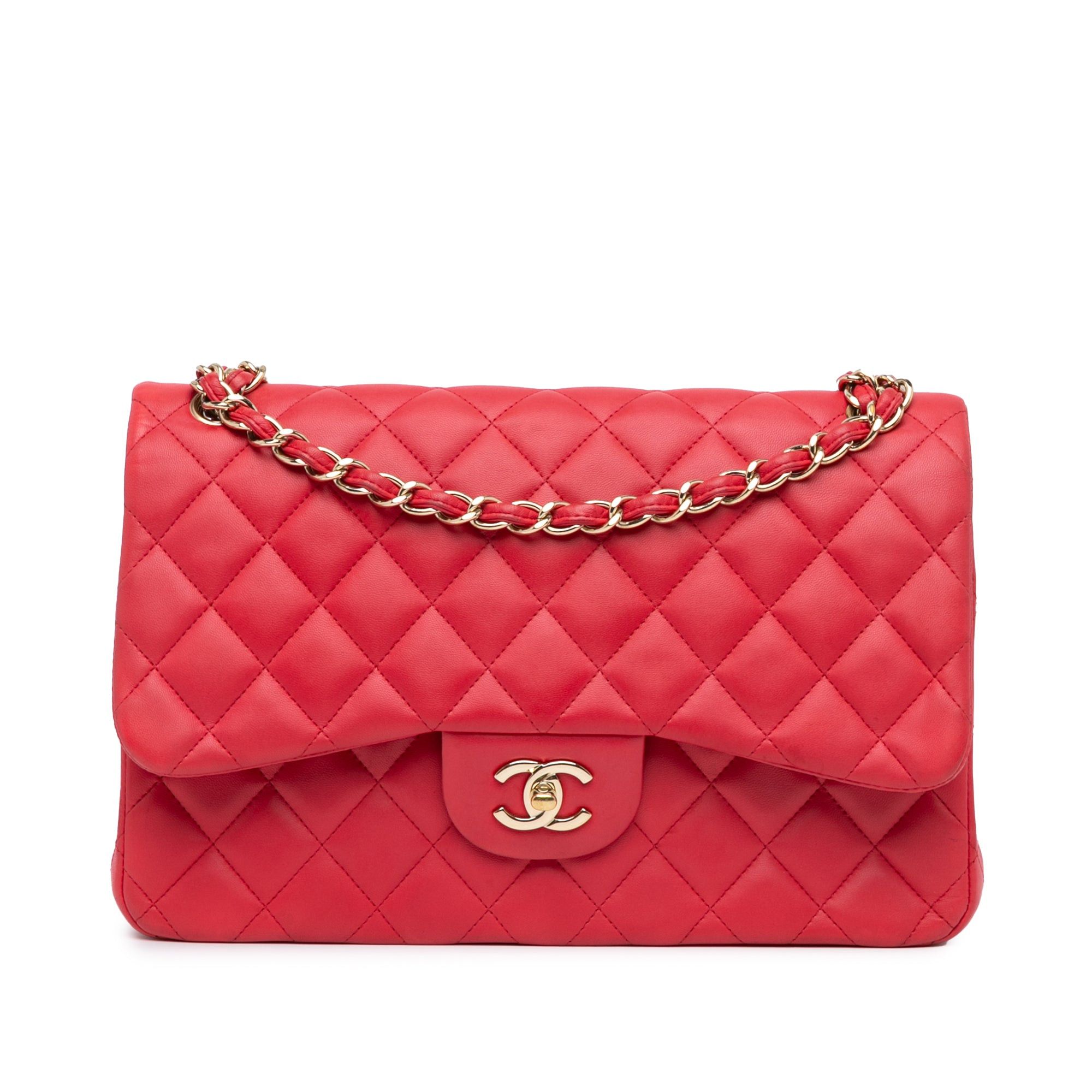 Chanel Chanel Jumbo Classic Lambskin Double Flap Red Size ONE SIZE - 1 Thumbnail