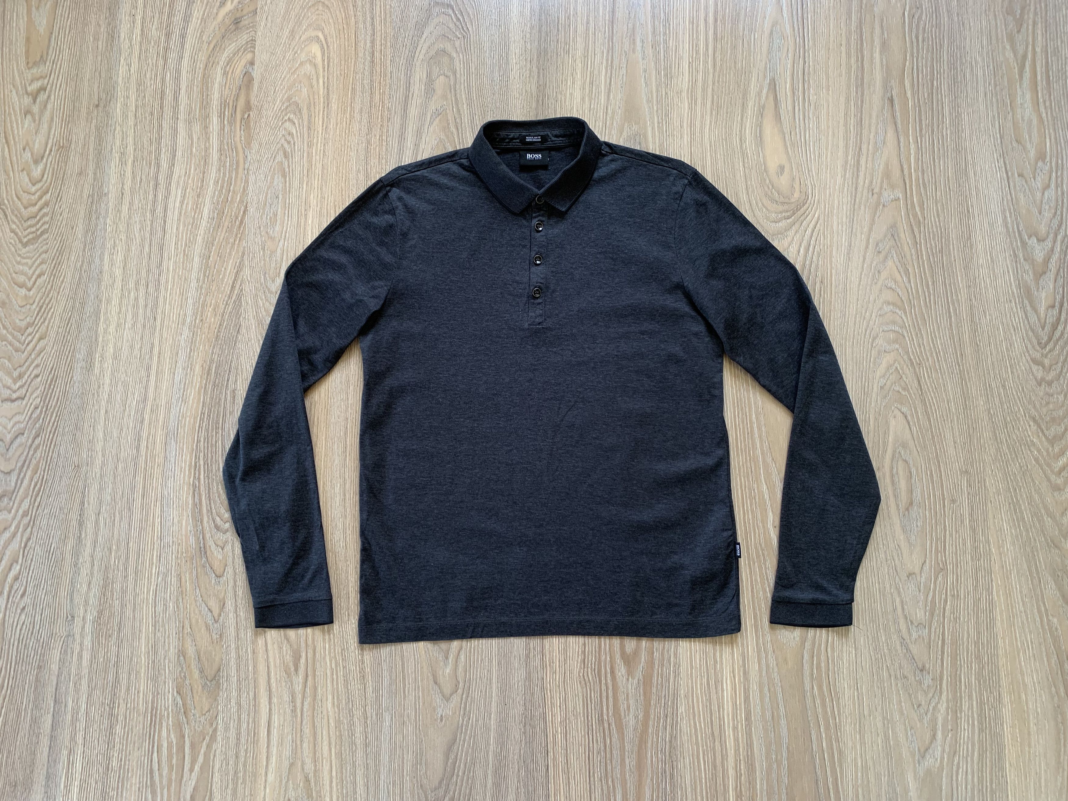 Hugo Boss Hugo Boss Mercerised Regular Fit Cotton Long Sleeve Polo Size US S / EU 44-46 / 1 - 1 Thumbnail