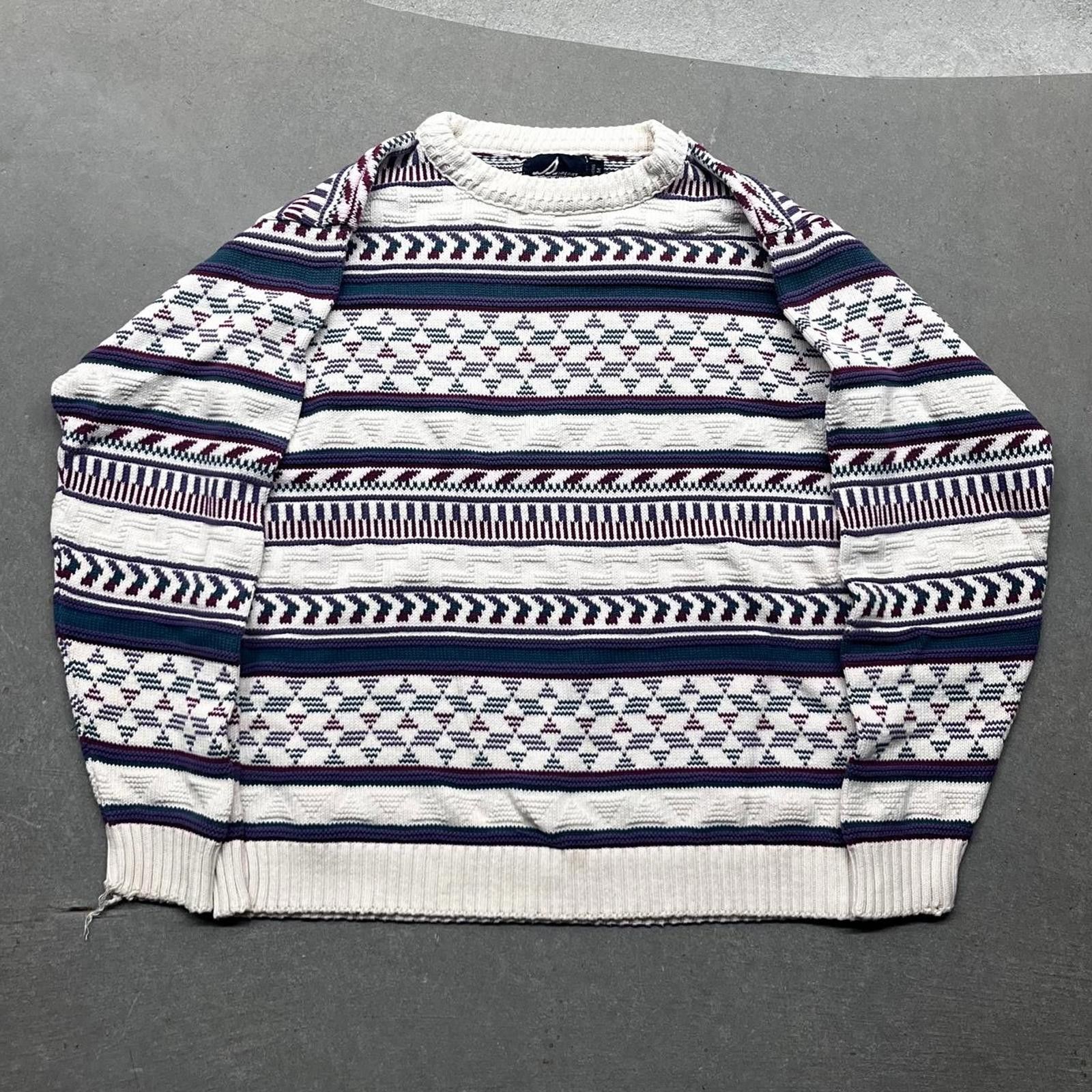 Sperry Vintage 90s Sperry Patterned Crewneck Sweater 100% Cotton M Size US M / EU 48-50 / 2 - 1 Thumbnail