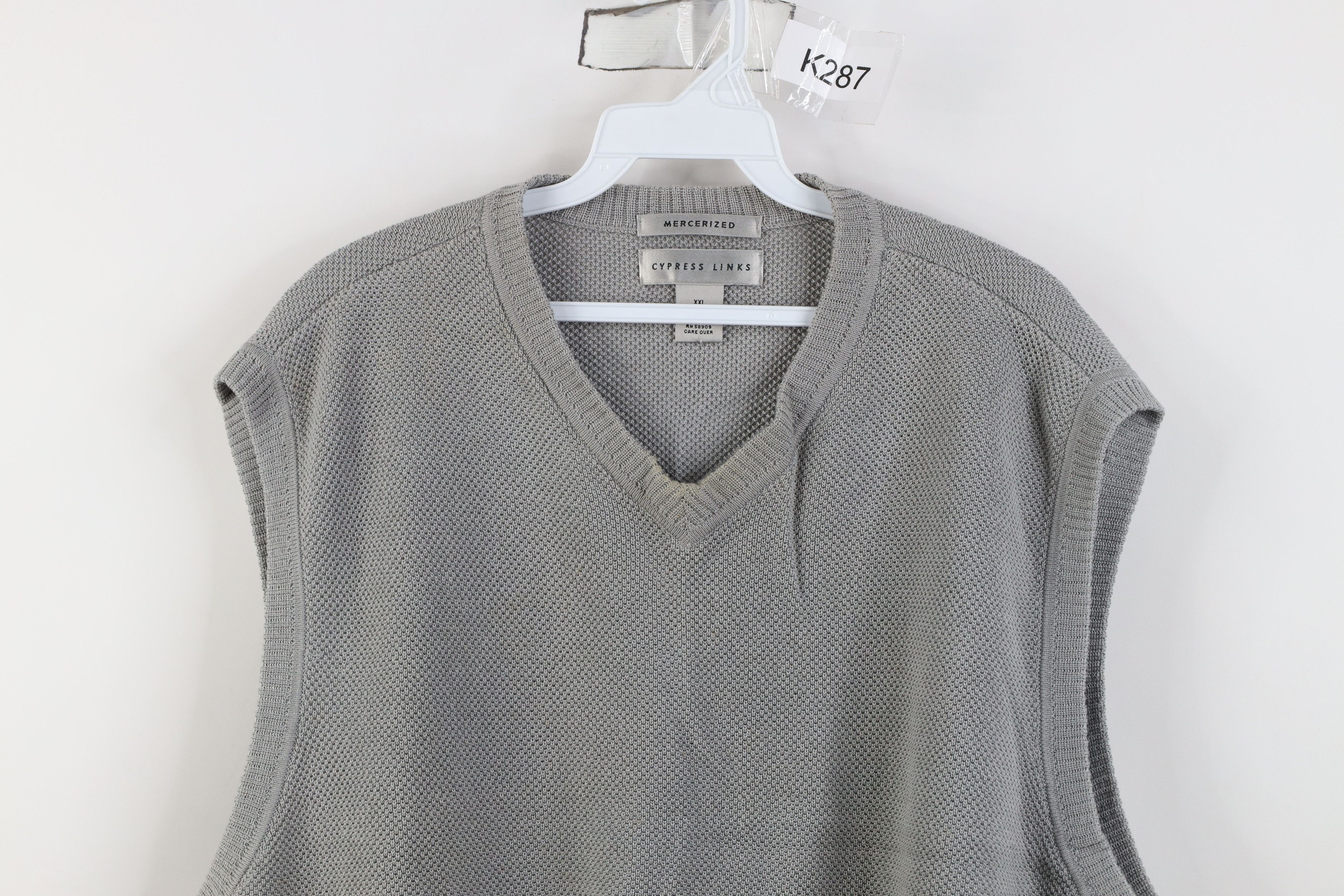 Vintage Vintage 90s Streetwear Cotton Thermal Knit Sweater Vest Gray Size US XXL / EU 58 / 5 - 2 Thumbnail