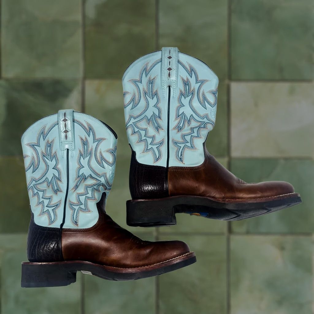 Ariat Ariat Cobalt Crepe Boots Mens Size 9D Western Leather Walnut Sky Blue 38823 Size US 9 / EU 42 - 1 Thumbnail