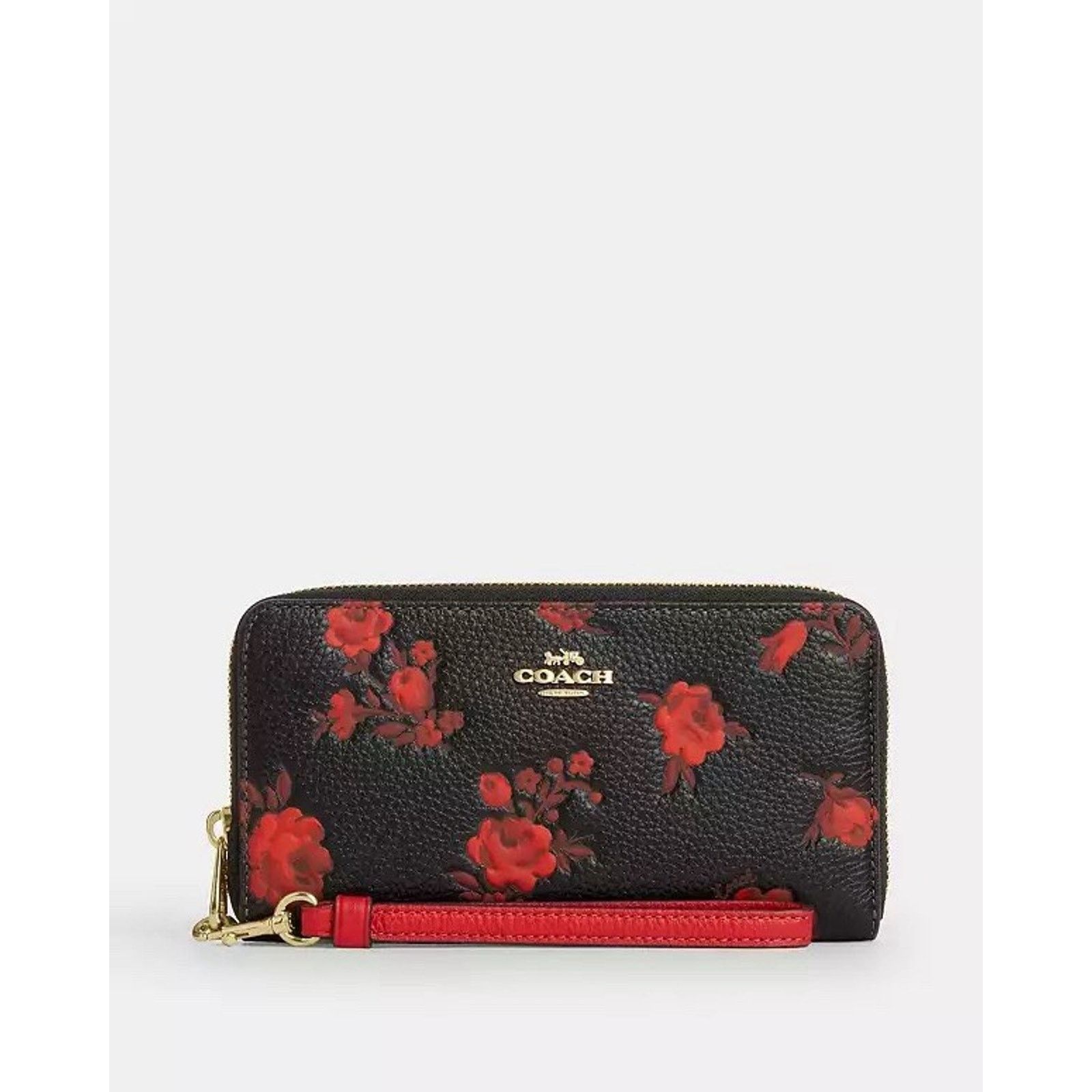Coach NWT Coach Long Zip Around Wallet With Floral CCL36 Black/Red Size ONE SIZE - 8 Thumbnail