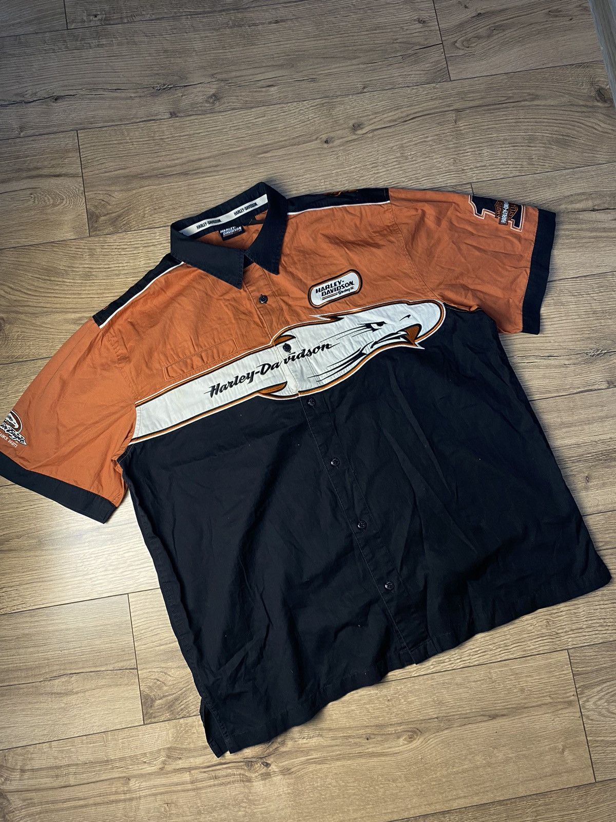 Harley Davidson × Vintage Vintage Harley-Davidson Shirt Mens Racing Mechanic Screamin Size US XL / EU 56 / 4 - 1 Thumbnail