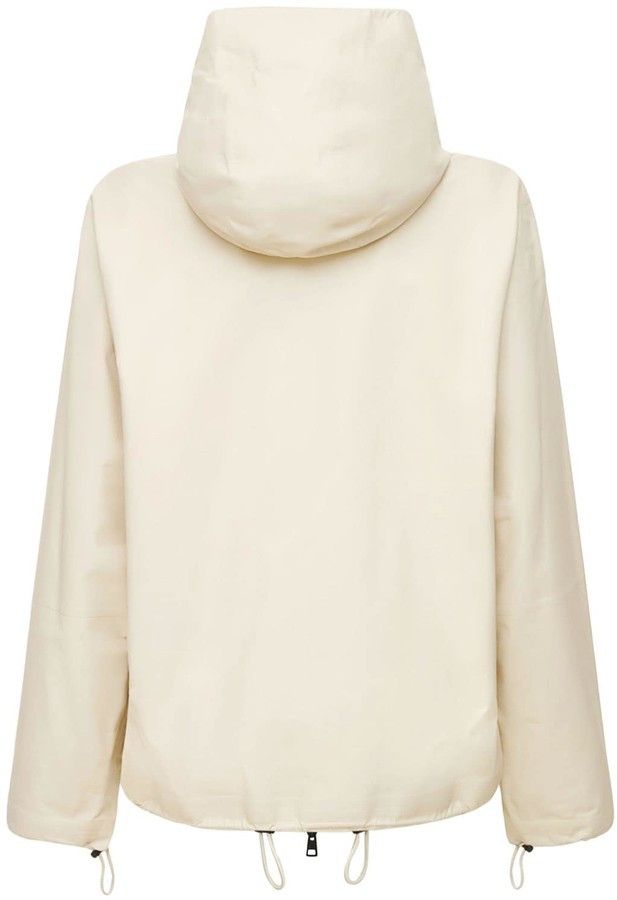 Bottega Veneta o1y0725 Leather Hooded Jacket in Cream Size XL / US 12-14 / IT 48-50 - 2 Thumbnail