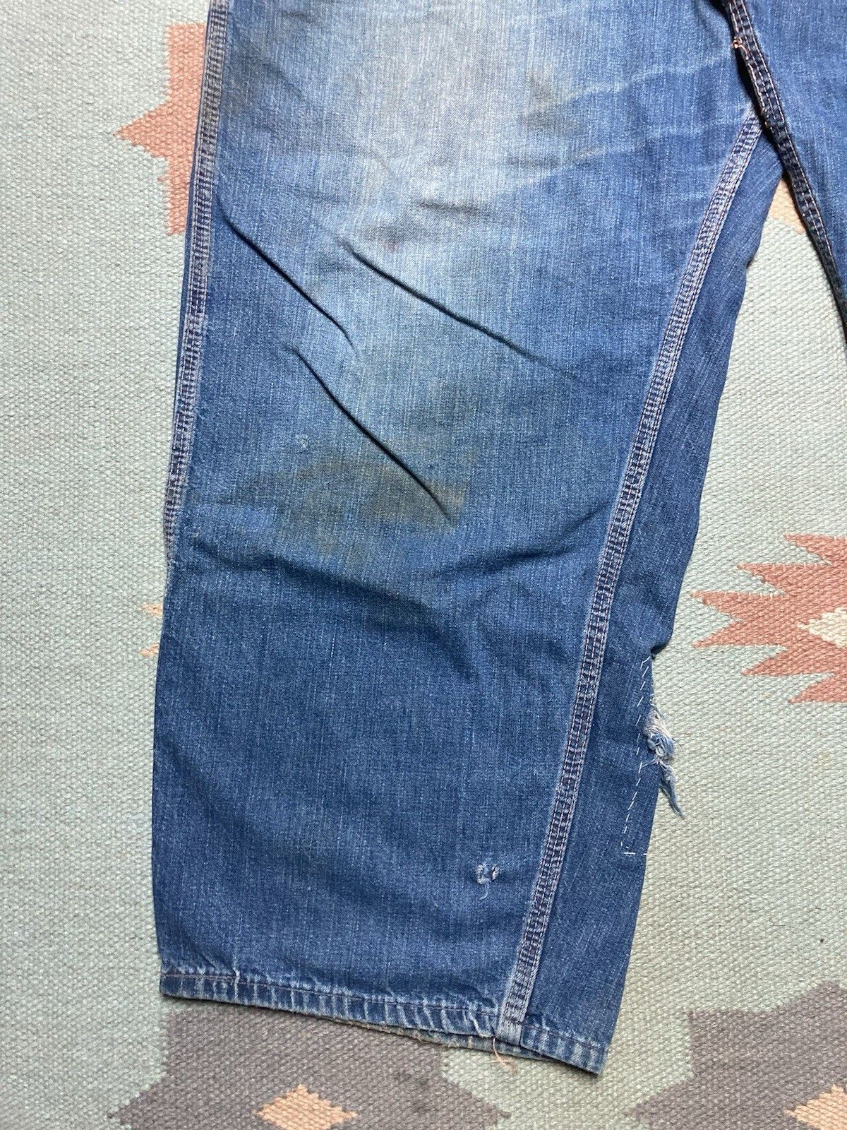 Vintage 1950s denim carpenter jeans Big Mac dark faded workwea 40x28 Size US 40 / EU 56 - 2 Thumbnail