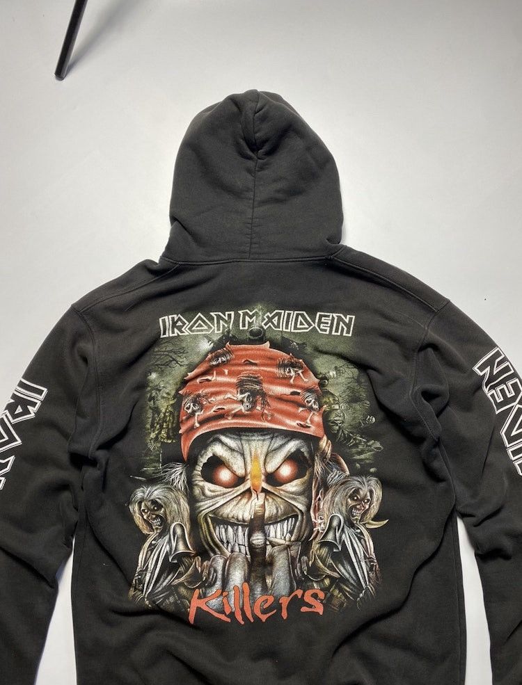 Band Tees × Iron Maiden × Vintage Vintage Iron Maiden distressed sun faded zipper zip hoodie Size US XL / EU 56 / 4 - 4 Thumbnail
