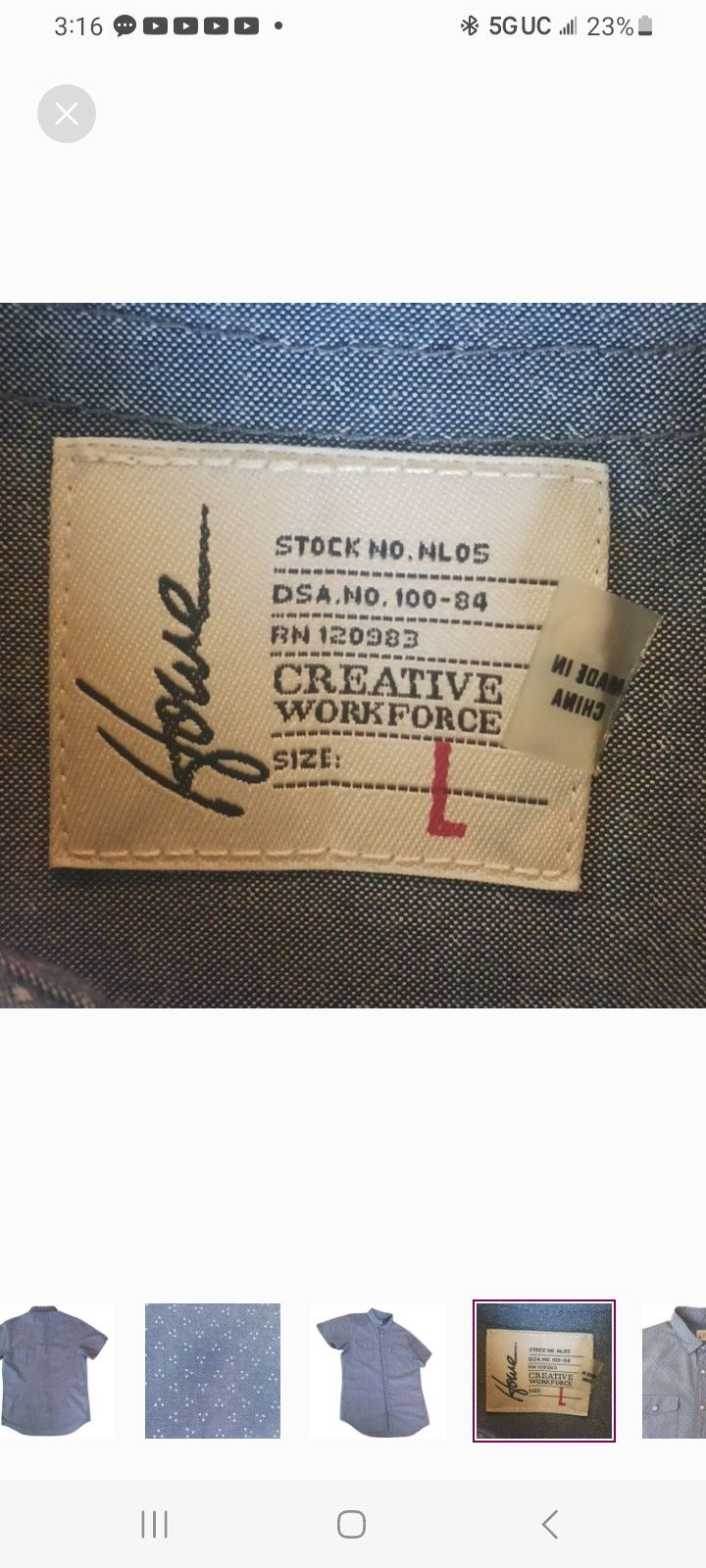 Howe Howe Creative WorkForce Short Sleeve Button Up Shirt. Size US L / EU 52-54 / 3 - 2 Thumbnail