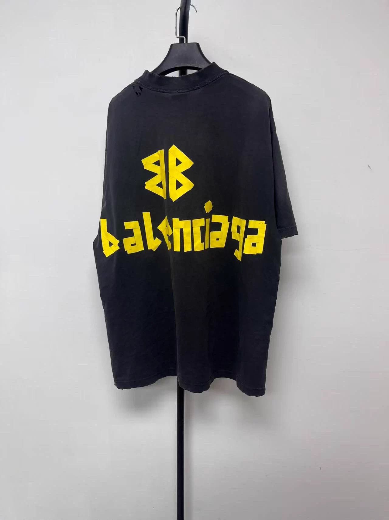 Balenciaga Balenciaga Tape Logo Print Cotton T-Shirt Grey M Size US M / EU 48-50 / 2 - 2 Thumbnail