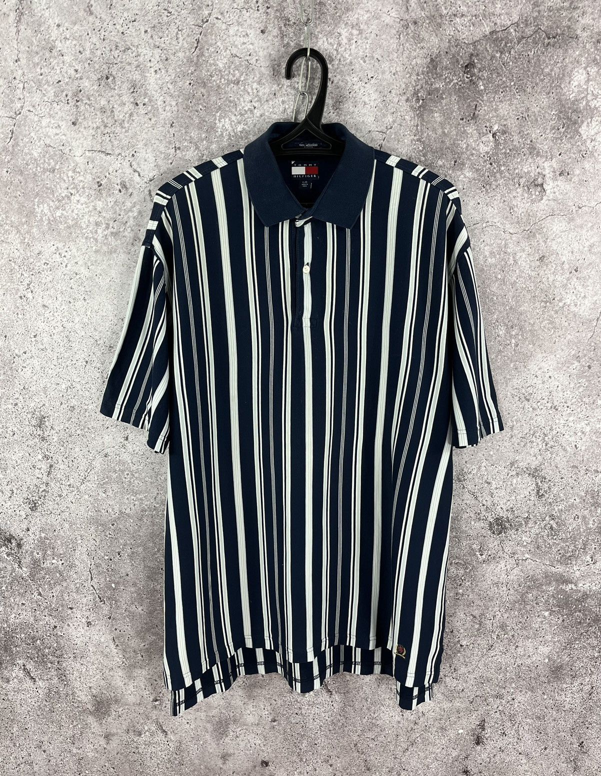 Tommy Hilfiger × Vintage Tommy Hilfiger Polo Tee Oversized Vintage Striped Size L Size US L / EU 52-54 / 3 - 1 Thumbnail