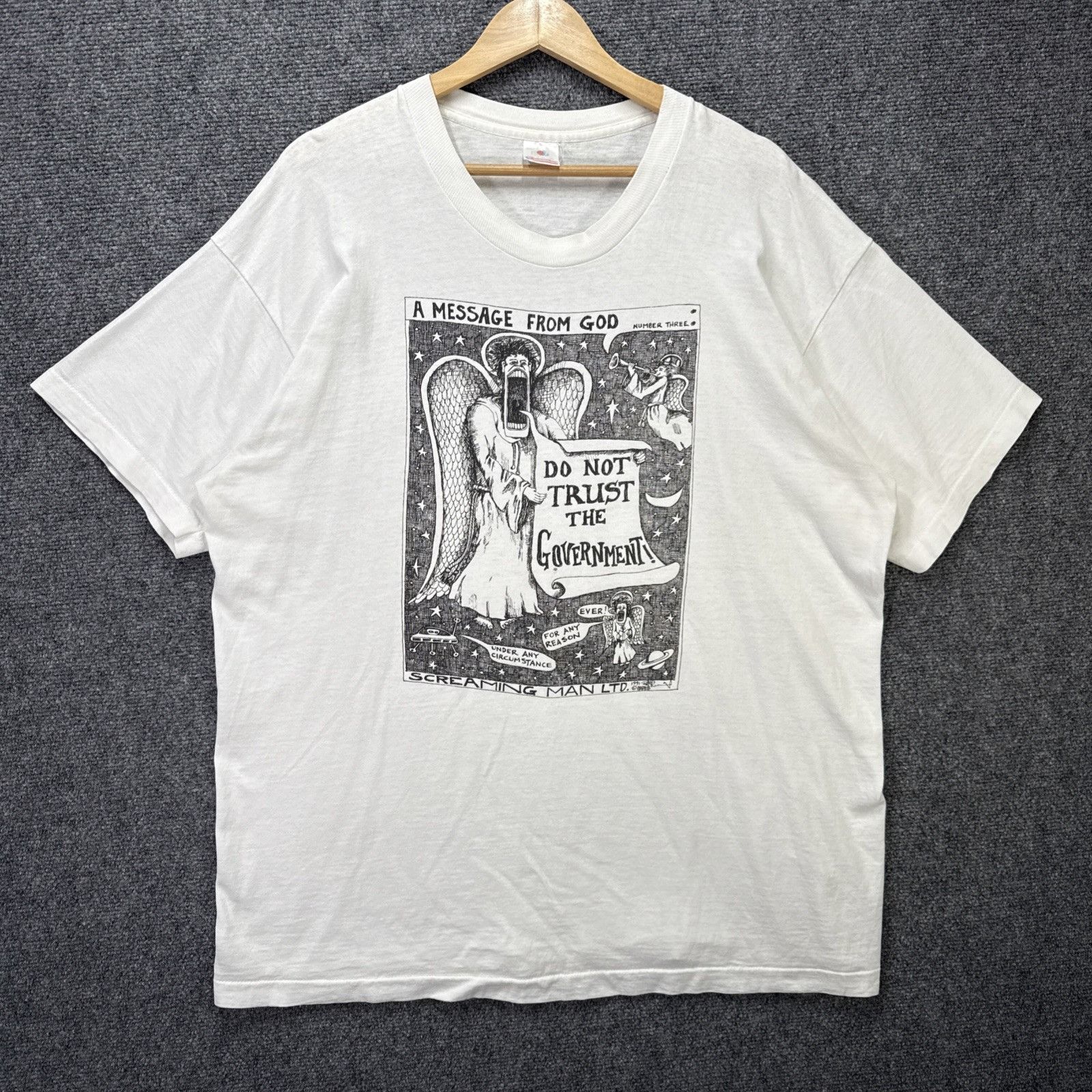Vintage Vintage Screaming Man Shirt Mens XL White 90s Do Not Trust T Size US XL / EU 56 / 4 - 1 Thumbnail