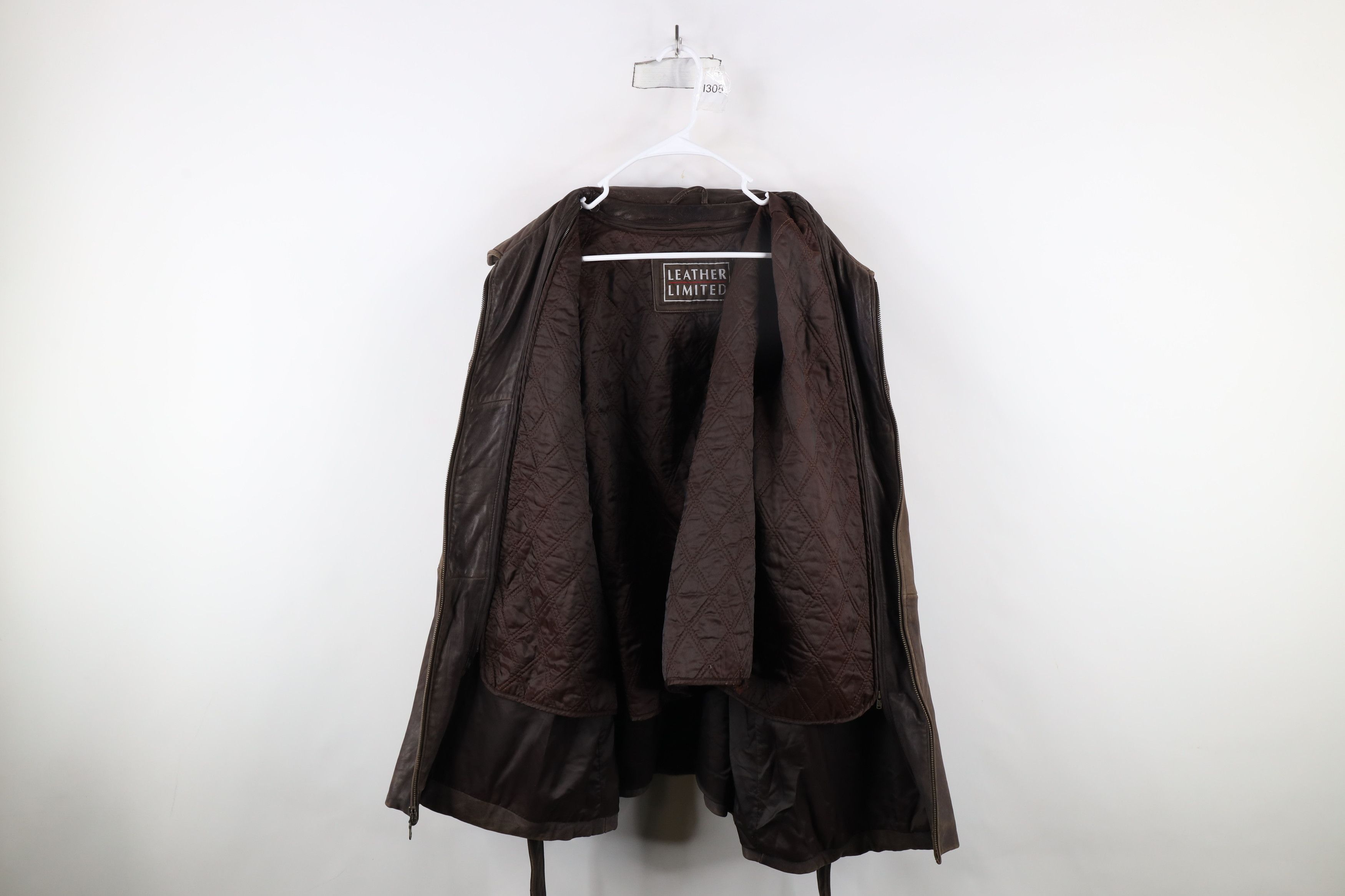 Vintage Vintage 90s Streetwear Belted Leather Motorcycle Jacket Size US XXL / EU 58 / 5 - 12 Thumbnail