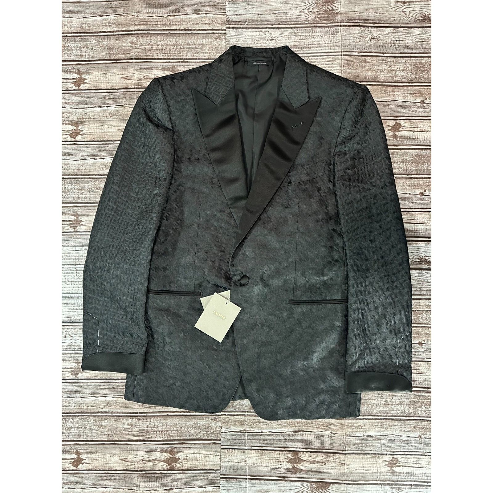 Tom Ford Silk Blend Tuxedo Suit Jacket Blazer Black Size 54