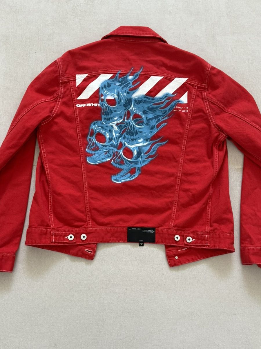 Off-White Off-White Red Denim Jacket Blue Skull Graphic Back Size US S / EU 44-46 / 1 - 1 Thumbnail
