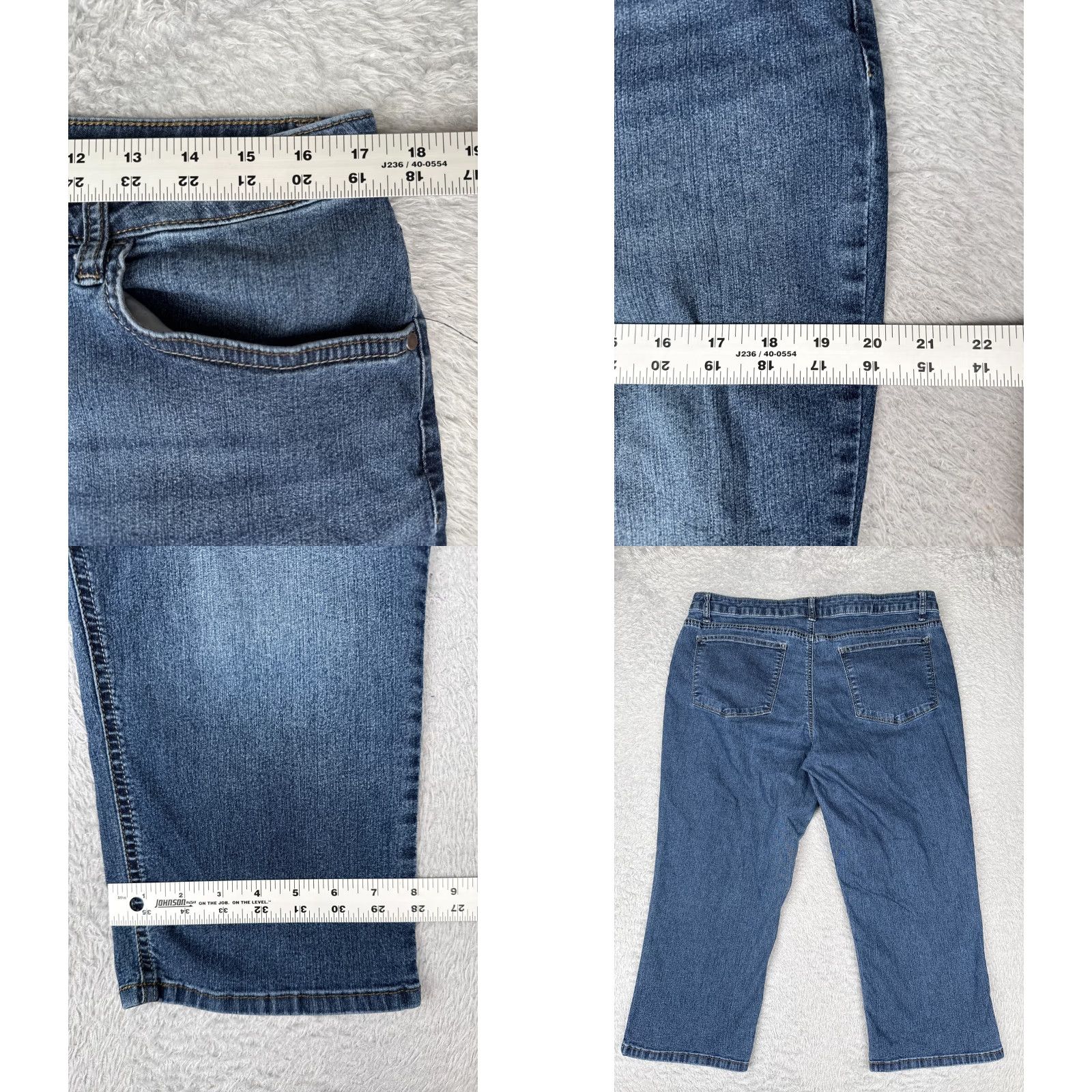 Lee Lee Jeans Womens Regular 16 Blue Denim Capri Mid Rise 34x20 5-Pocket Button Zip Cotton Blend Stretch Crop Jeans Women Size 38" / US 16 / IT 52 - 9 Thumbnail