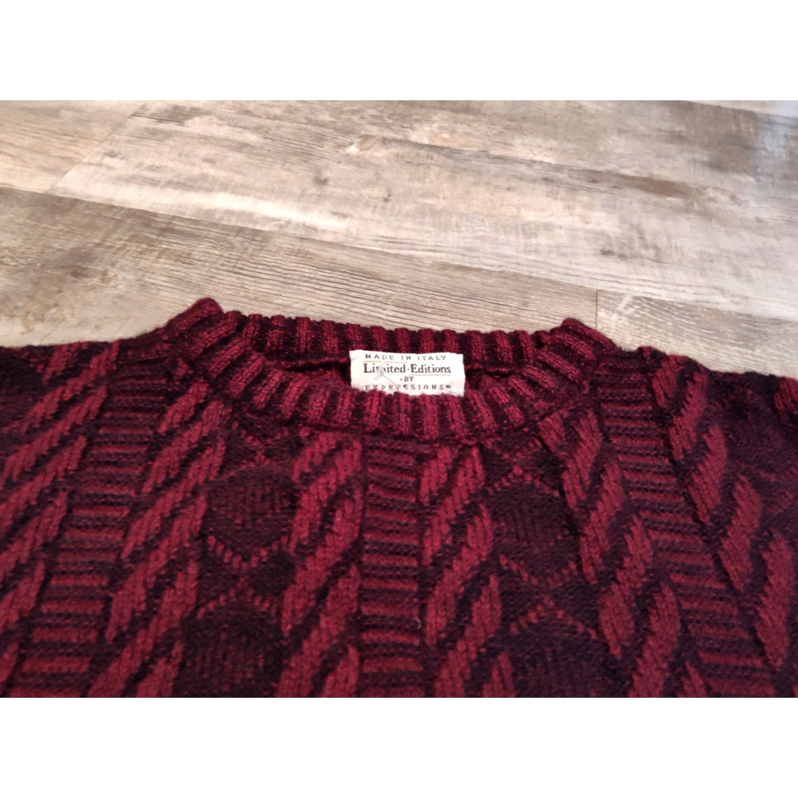 Vintage VINTAGE Limited Editions Wool Blend Cable-Knit Sweater Men's Large Red Made in Italy 90s Classic Size US L / EU 52-54 / 3 - 5 Thumbnail
