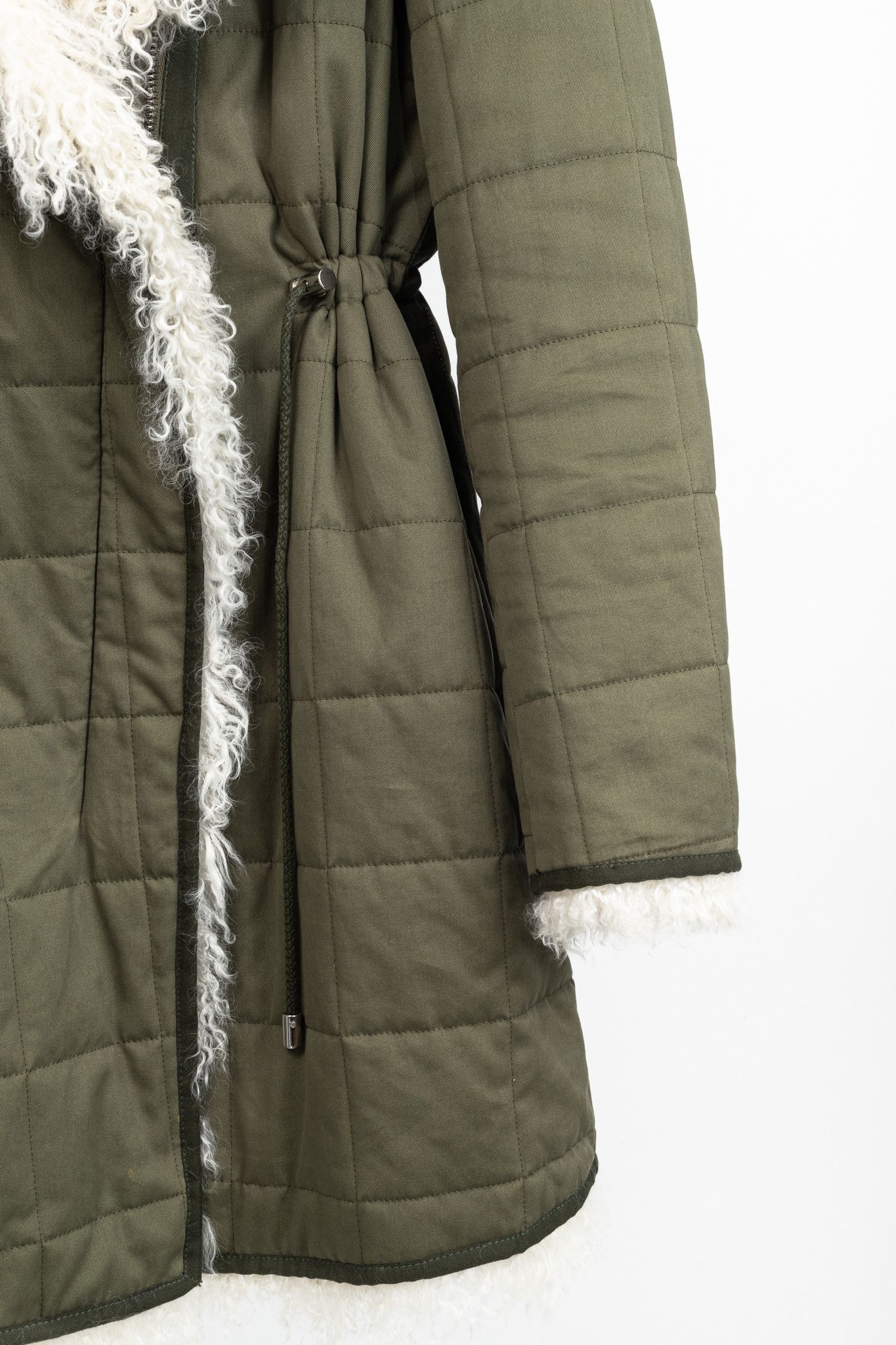 Altuzarra Altuzarra PF/15 Green Cotton Quilted Lamb-Fur Coat Size M / US 6-8 / IT 42-44 - 6 Thumbnail