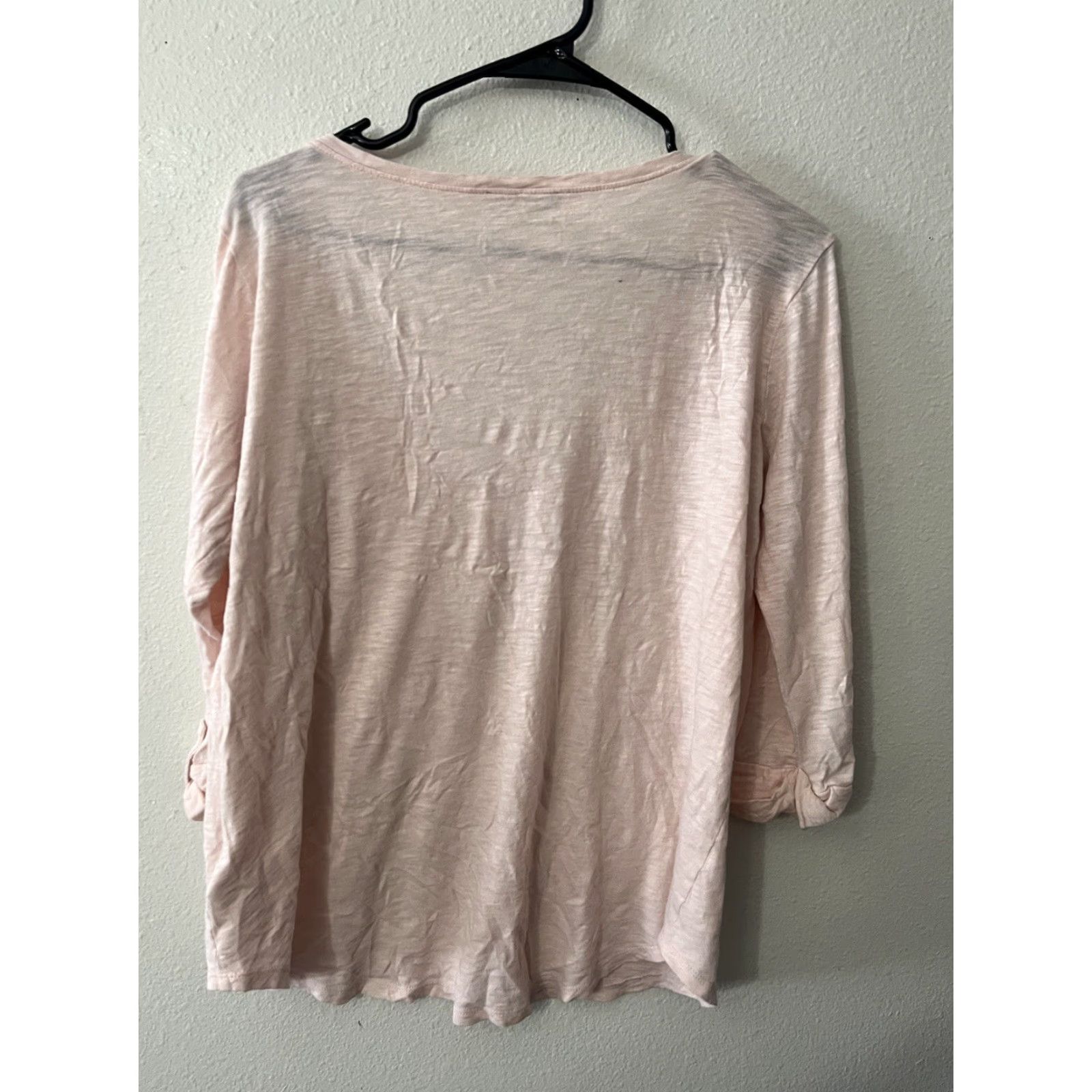 Express EXPRESS Women Pink Long Sleeve Henley Large Sweetheart Size L / US 10 / IT 46 - 3 Thumbnail