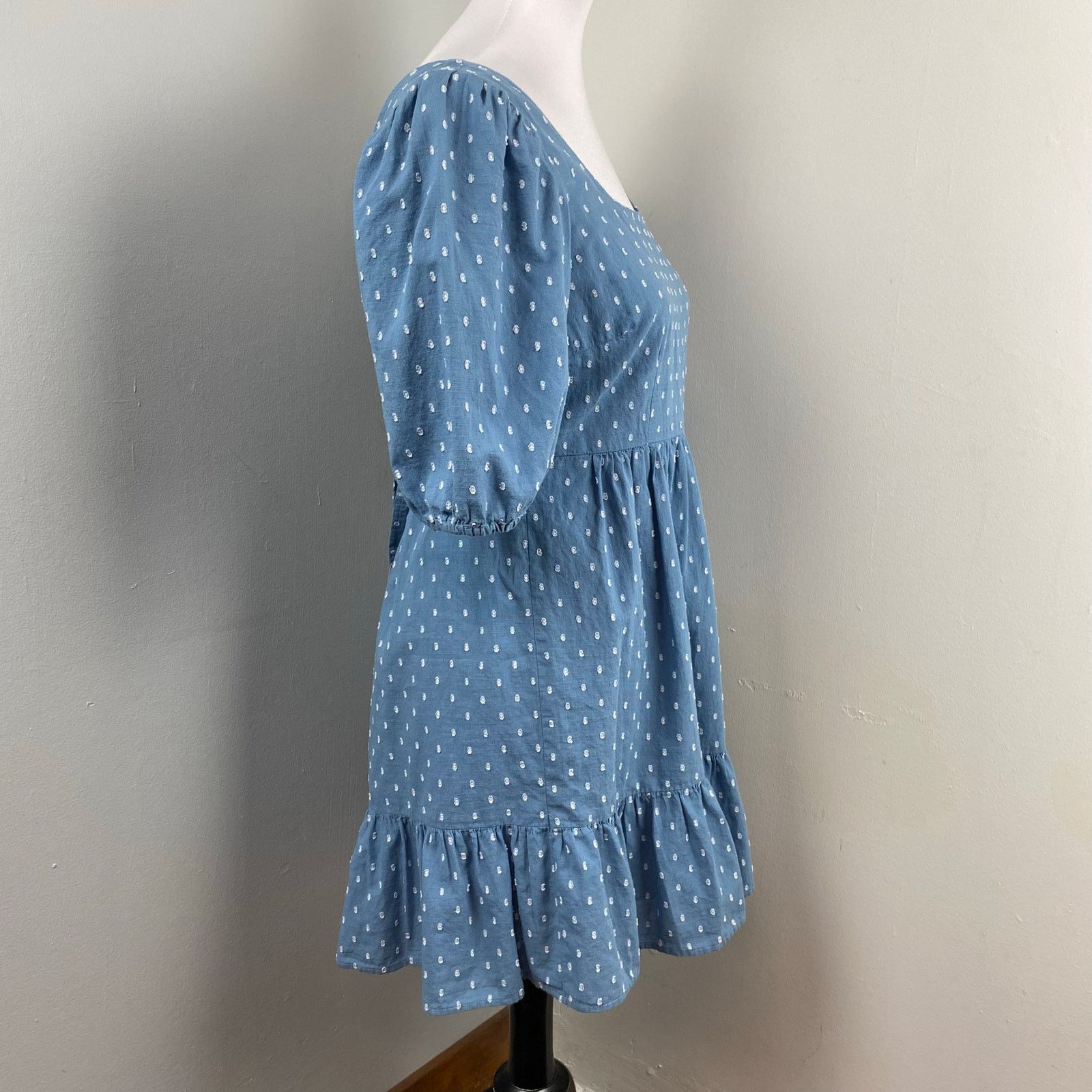 Loft Loft Poolside Blue Swiss Dot Tie Back Flounce Swing Dress Size XS / US 0-2 / IT 36-38 - 4 Thumbnail