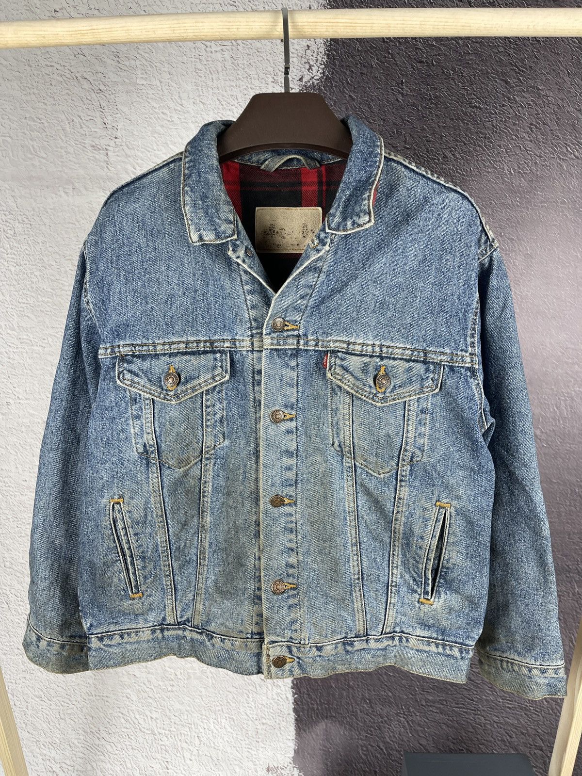 Levi's Levi’s vintage 90s faded checkered lining trucker jacket Size US XL / EU 56 / 4 - 3 Thumbnail