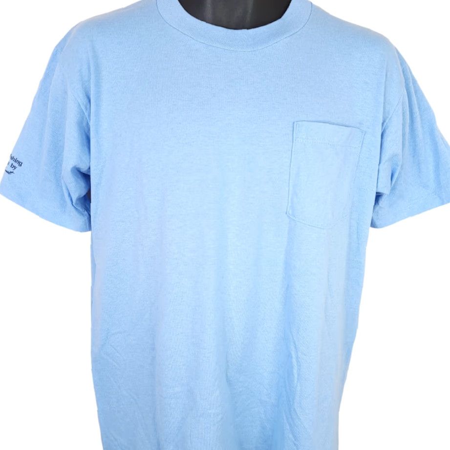 Jerzees VINTAGE Jerzees Spinning Bass T Shirt Mens Large Blue 80s Sport Fishing Made In USA CMF Size US L / EU 52-54 / 3 - 2 Thumbnail