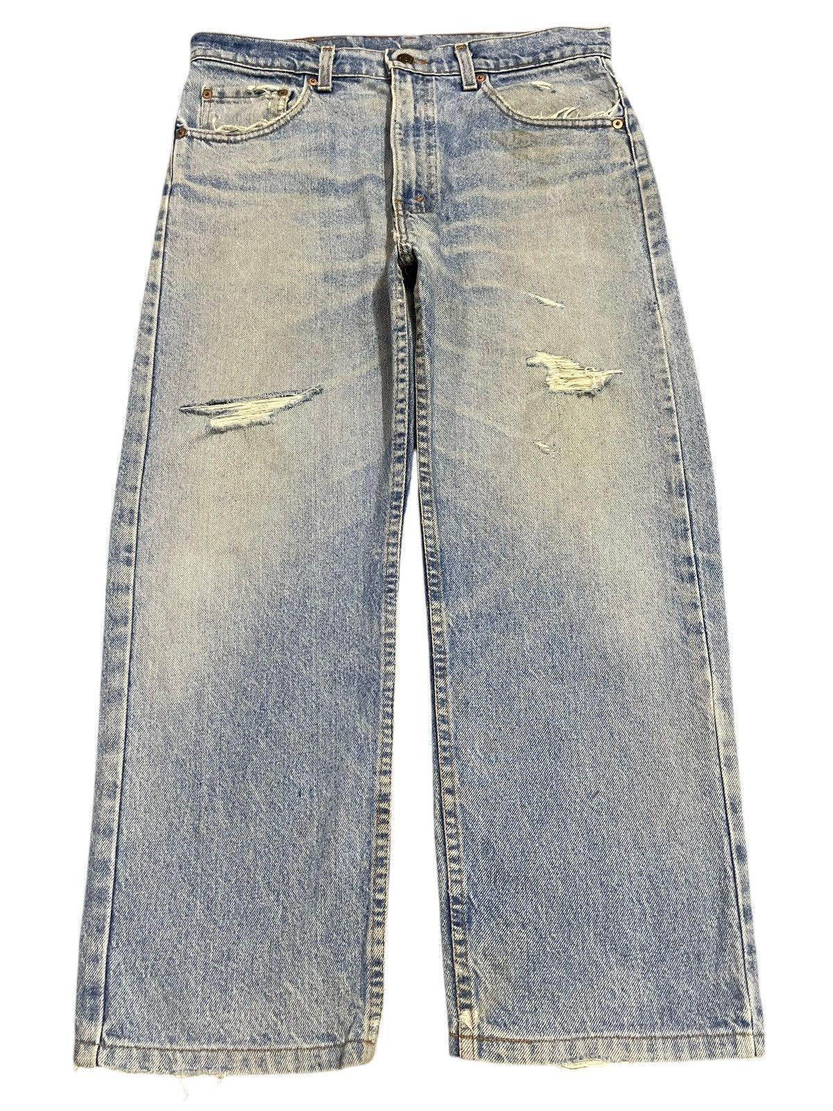 Levi's Vintage 80s Levis 505 Blue Faded Wash Distressed Baggy Jeans Size US 33 - 1 Thumbnail