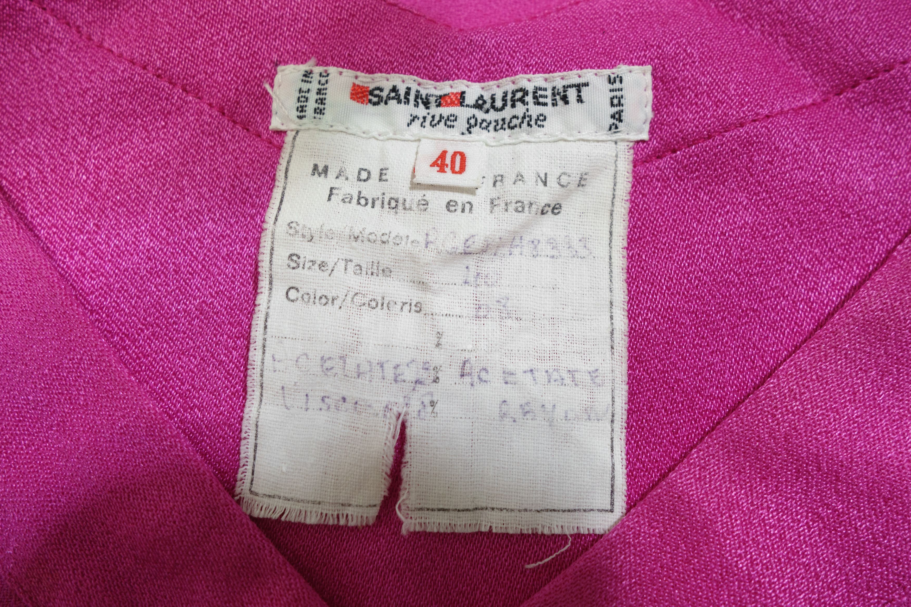 Saint Laurent Paris Rive Gauche Sleeveless Fuchsia Top 70s – 80s Vintage Size M / US 6-8 / IT 42-44 - 5 Thumbnail