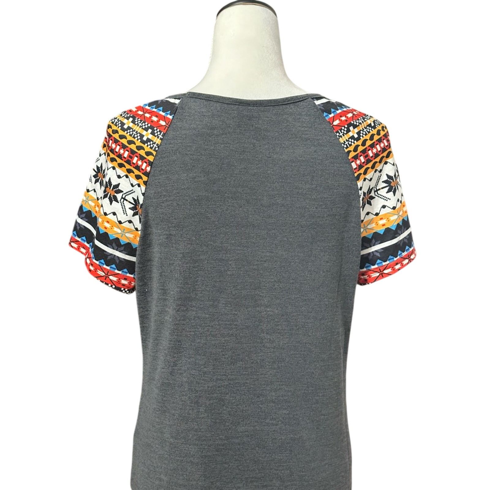 Shein Shein T-Shirt Fair Isle Pattern Short Sleeves Gray/Multi L Size L / US 10 / IT 46 - 5 Thumbnail
