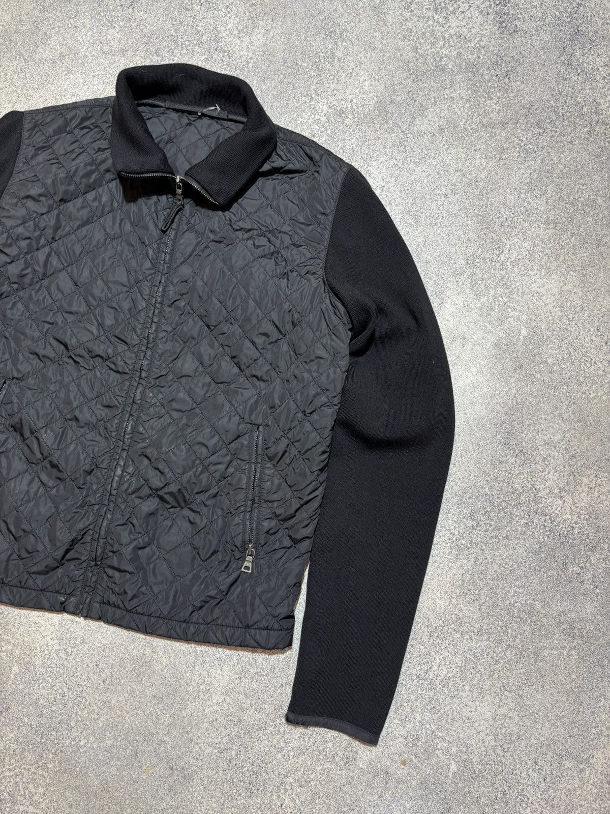 Prada Prada Nylon Jacket Quilted Knit Switching Wool 52 Black Size US XL / EU 56 / 4 - 5 Thumbnail