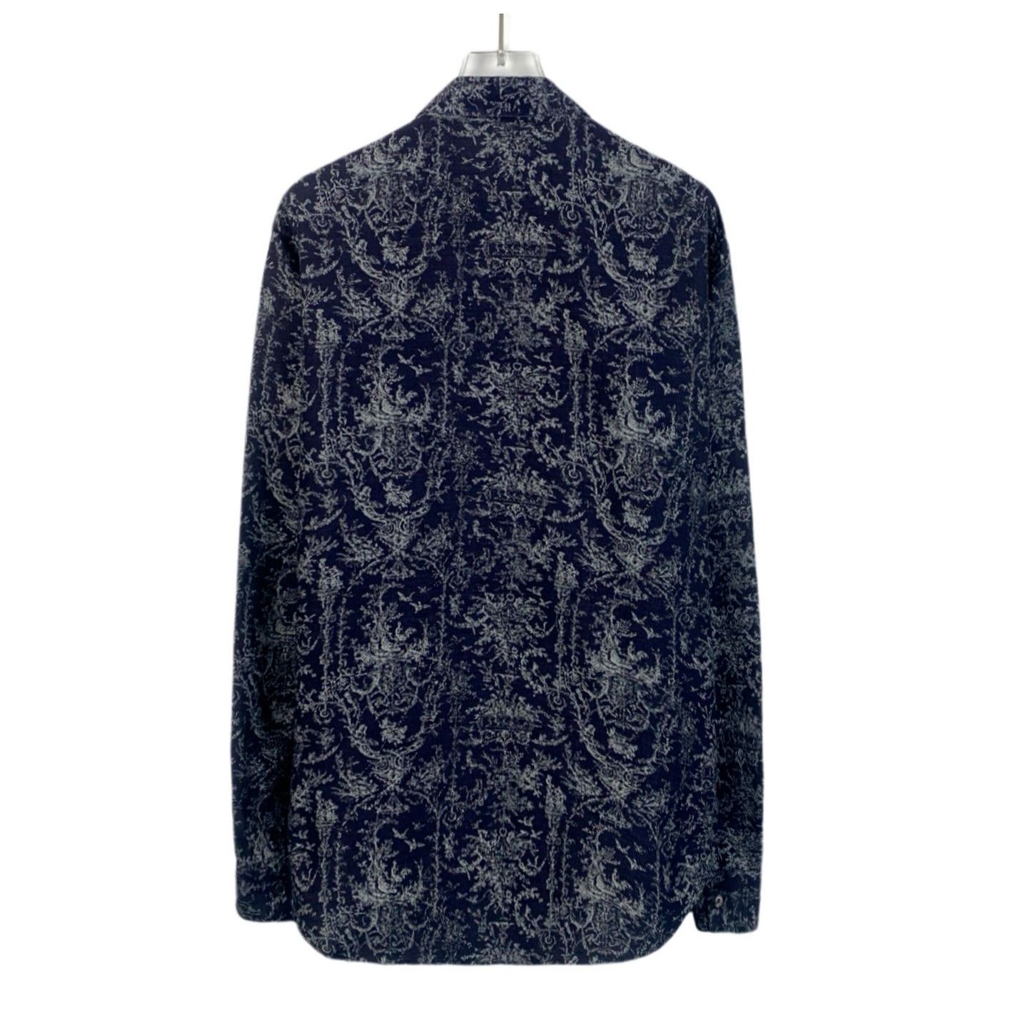 Dior Dior Navy & White Patterned Long-Sleeve Shirt Size Size US M / EU 48-50 / 2 - 2 Thumbnail
