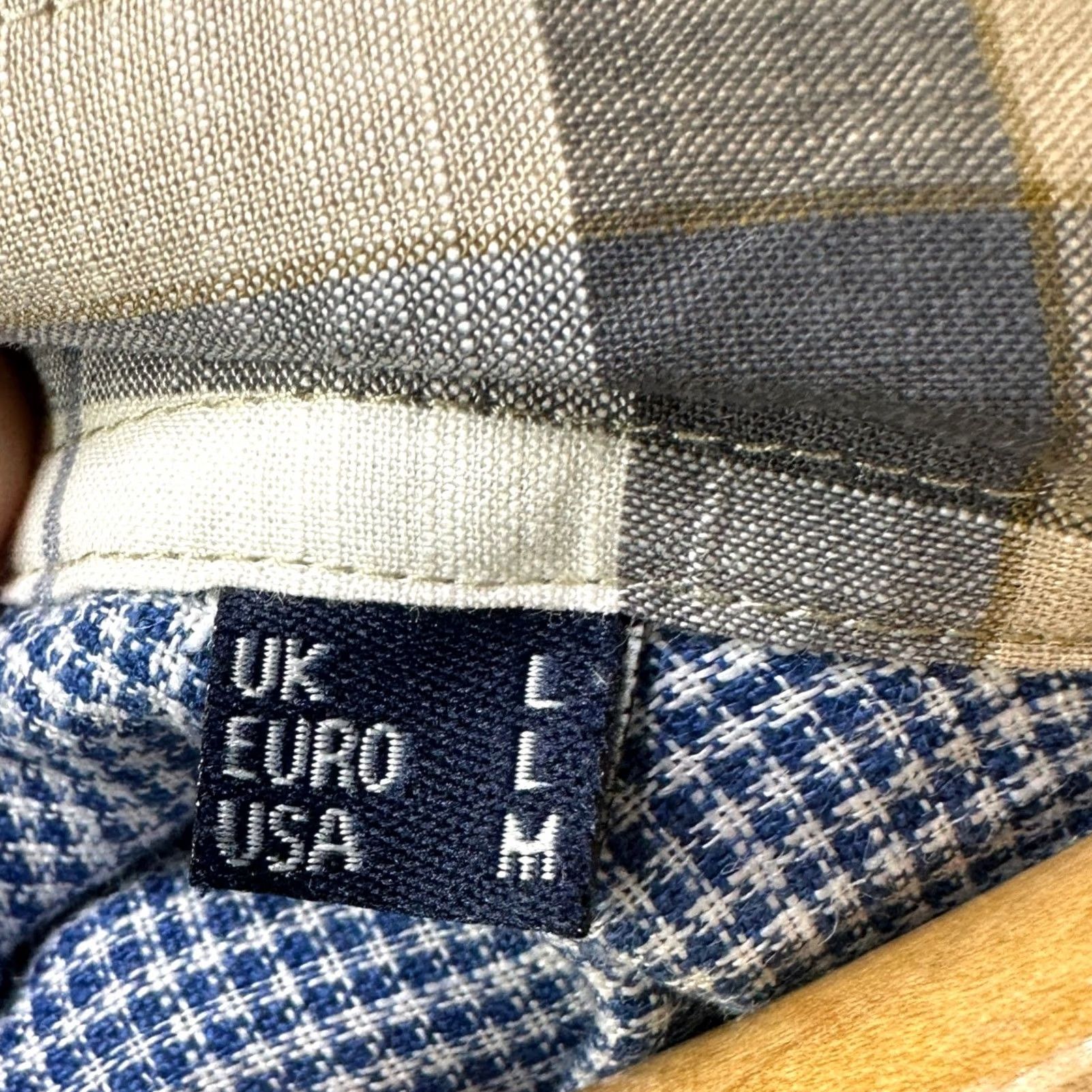 Barbour Barbour Mens Button-Down Linen Shirt Medium Blue Houndstooth Plaid Flip Cuff Shirt Size US M / EU 48-50 / 2 - 5 Thumbnail